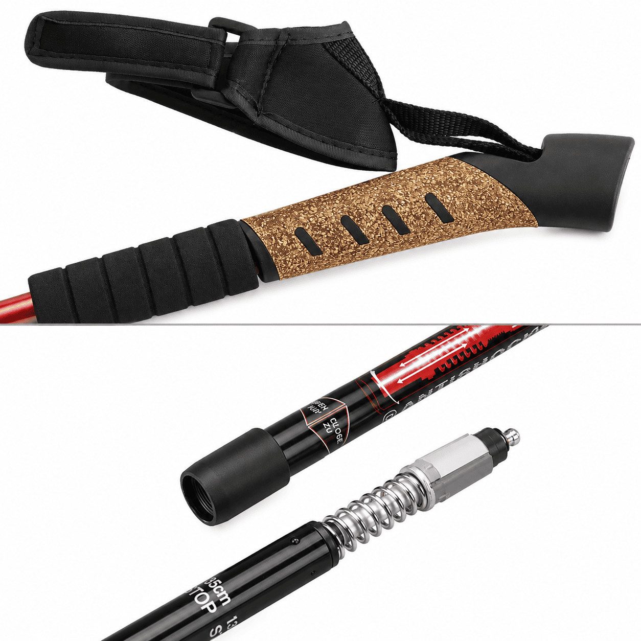 MidGard Nordic-Walking-Stöcke Teleskop Antischock Wanderstöcke aus Aluminiumlegierung mit Korkgriff (2 St), Leicht, mit ergonomischen Korkgriffe inkl. Transporttasche