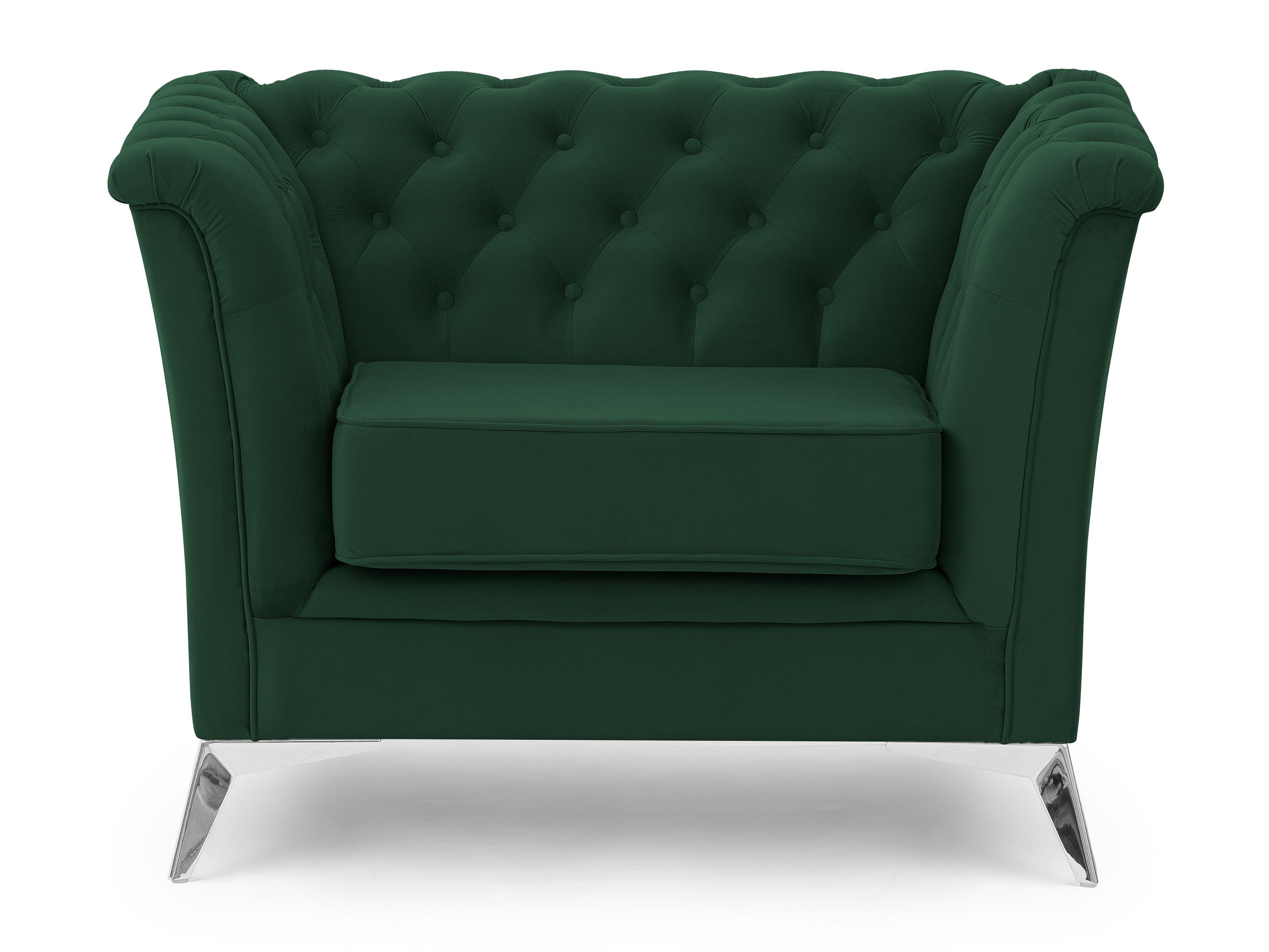 S-Style Möbel Chesterfield-Sessel Whitby aus Samt mit goldenen, silbernen oder schwarzen Füßen, mit Wellenfederung