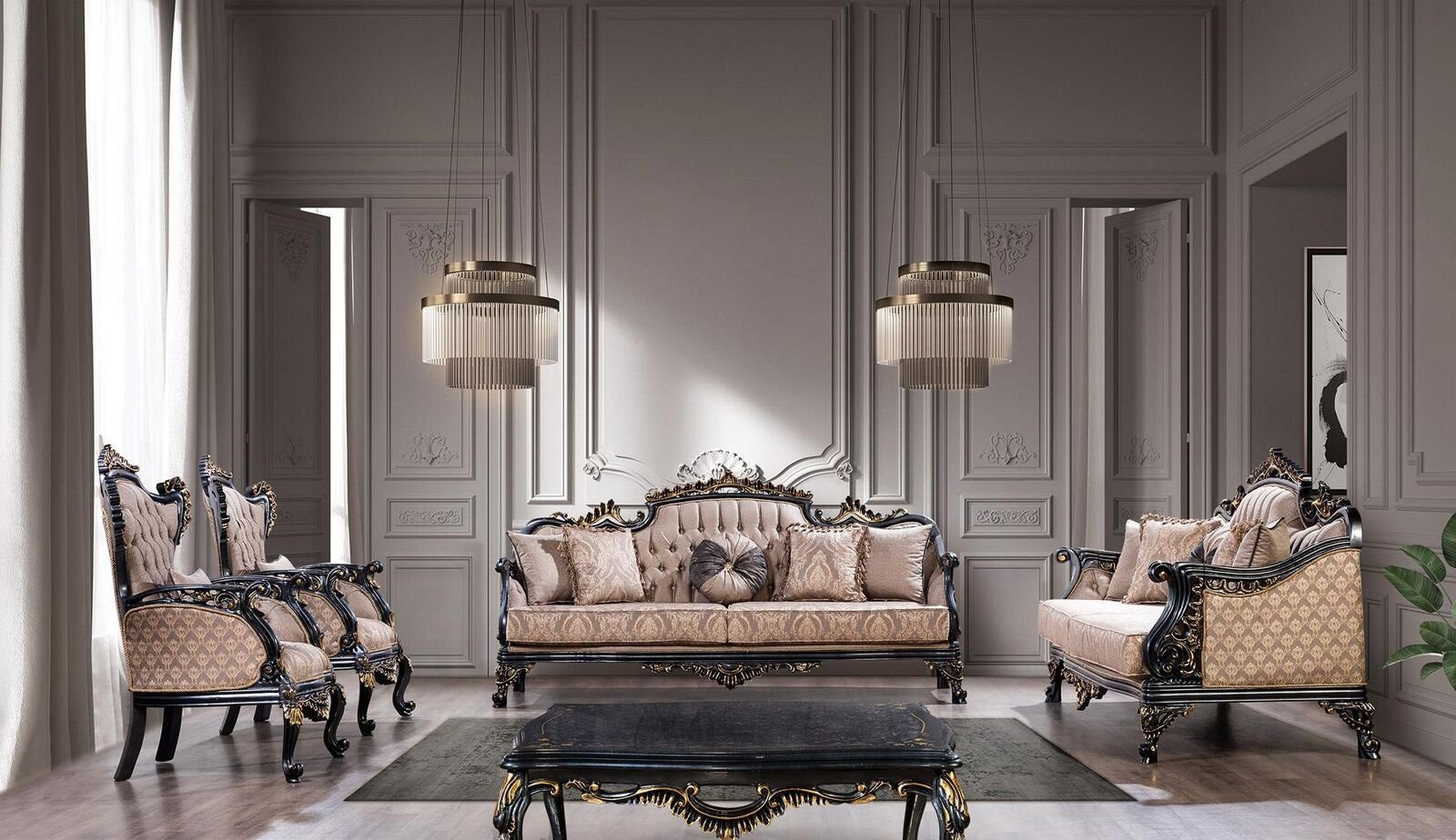 JVmoebel Sofa Luxus Sofagarnitur klassisch Set Design Sofa Polster Couch Neu, 5 Teile