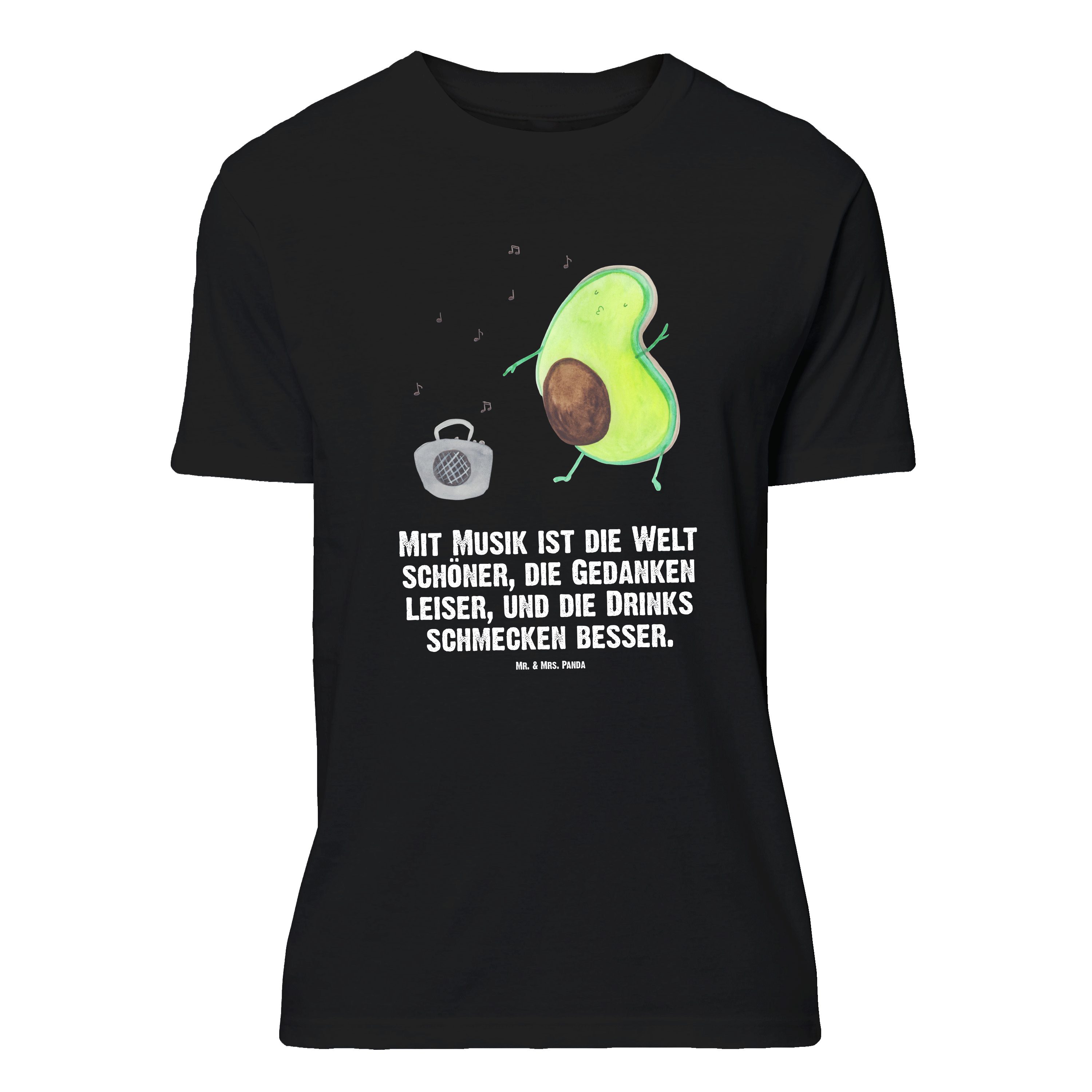 Mr. & Mrs. Panda T-Shirt Avocado Tanzen, Größe L T-Shirt, Schwarz, Party, Tanzen, T-Shirt mit (Packung, 1-tlg)