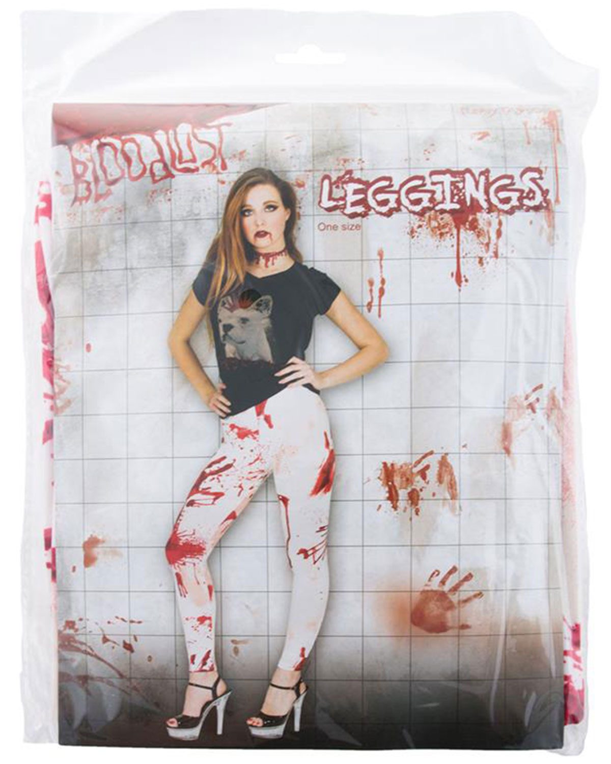 Funny Fashion Kostüm Blutige Leggings zu Halloween, Rot Weiß