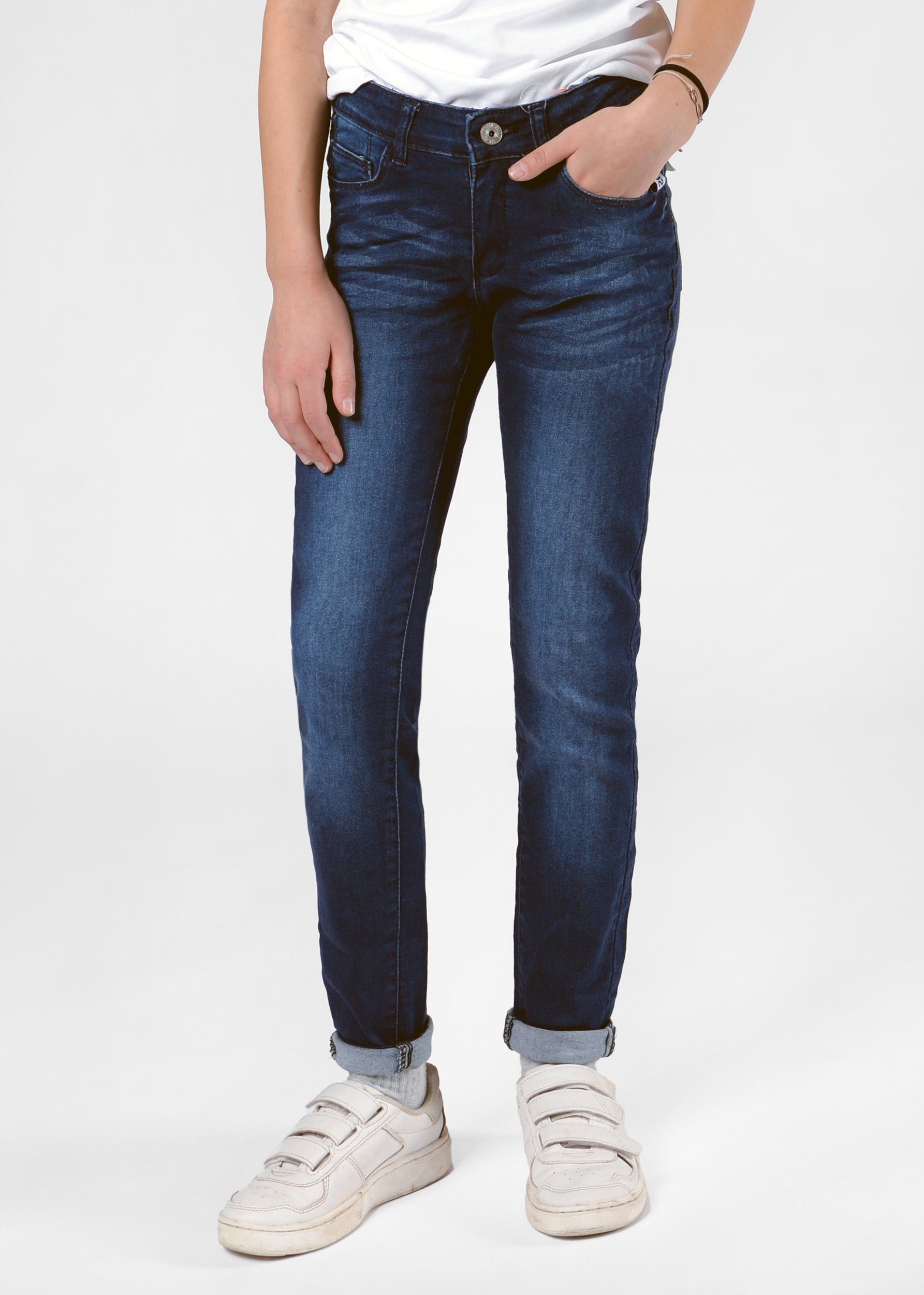 STACCATO Slim-fit-Jeans Mädchen Skinny Jeans Kinder - Dark Blue Denim  weitenverstellbarer Innenbund, schmal zulaufendes Hosenbein