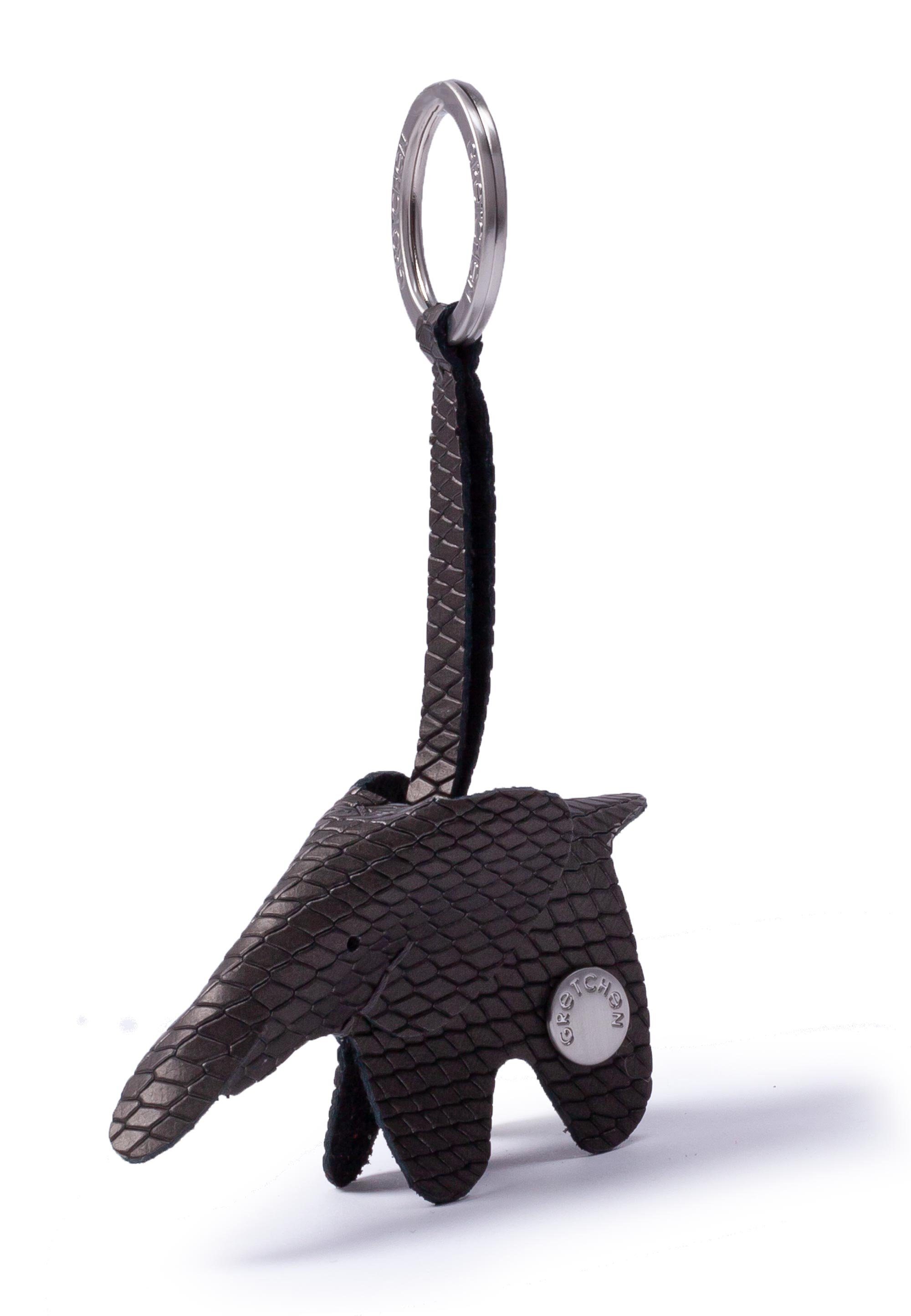 in eines Schlüsselanhänger Form schwarz-silberfarben Elefanten Elephant, GRETCHEN