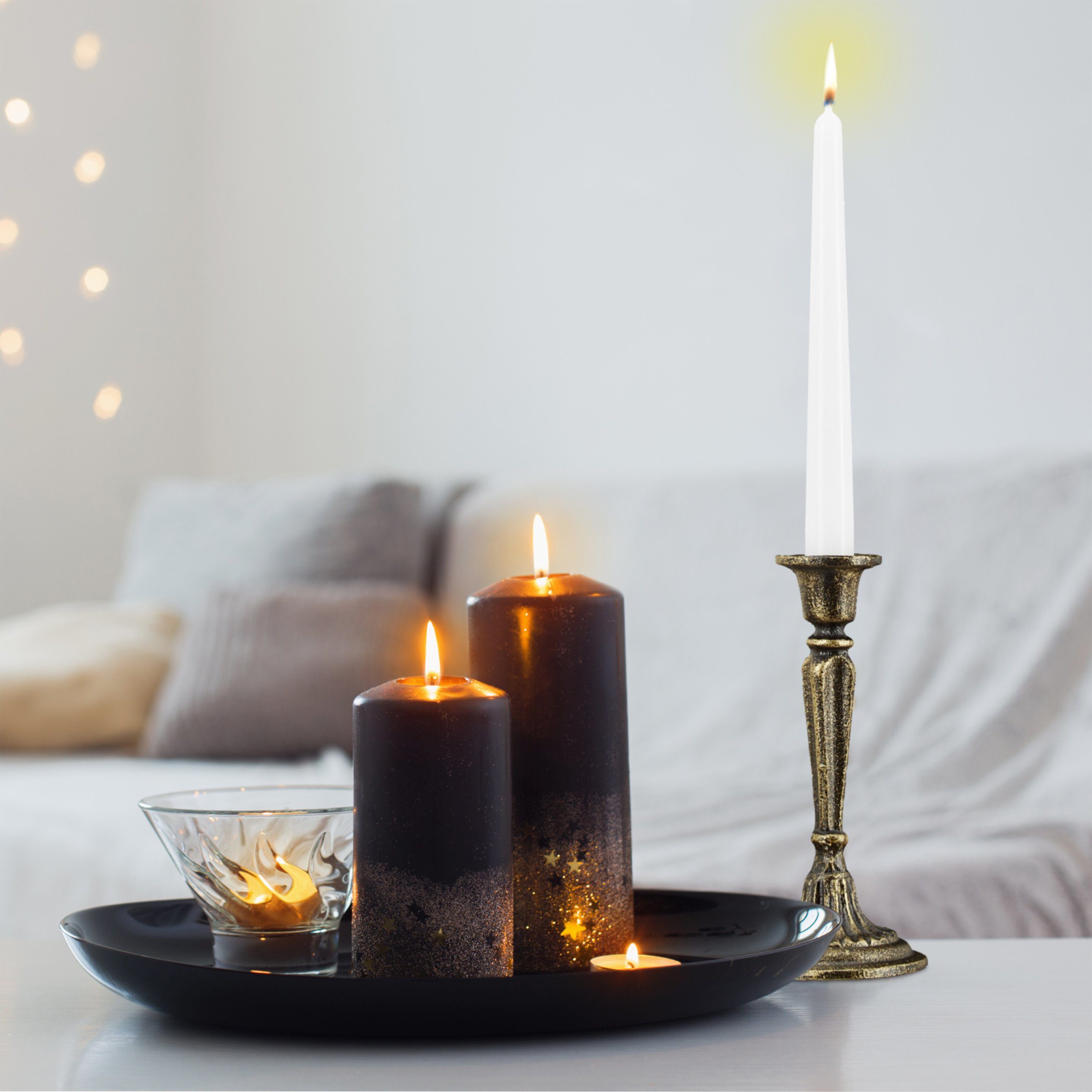 relaxdays Kerzenständer Vintage 1 x Kerzenständer schwarz-gold