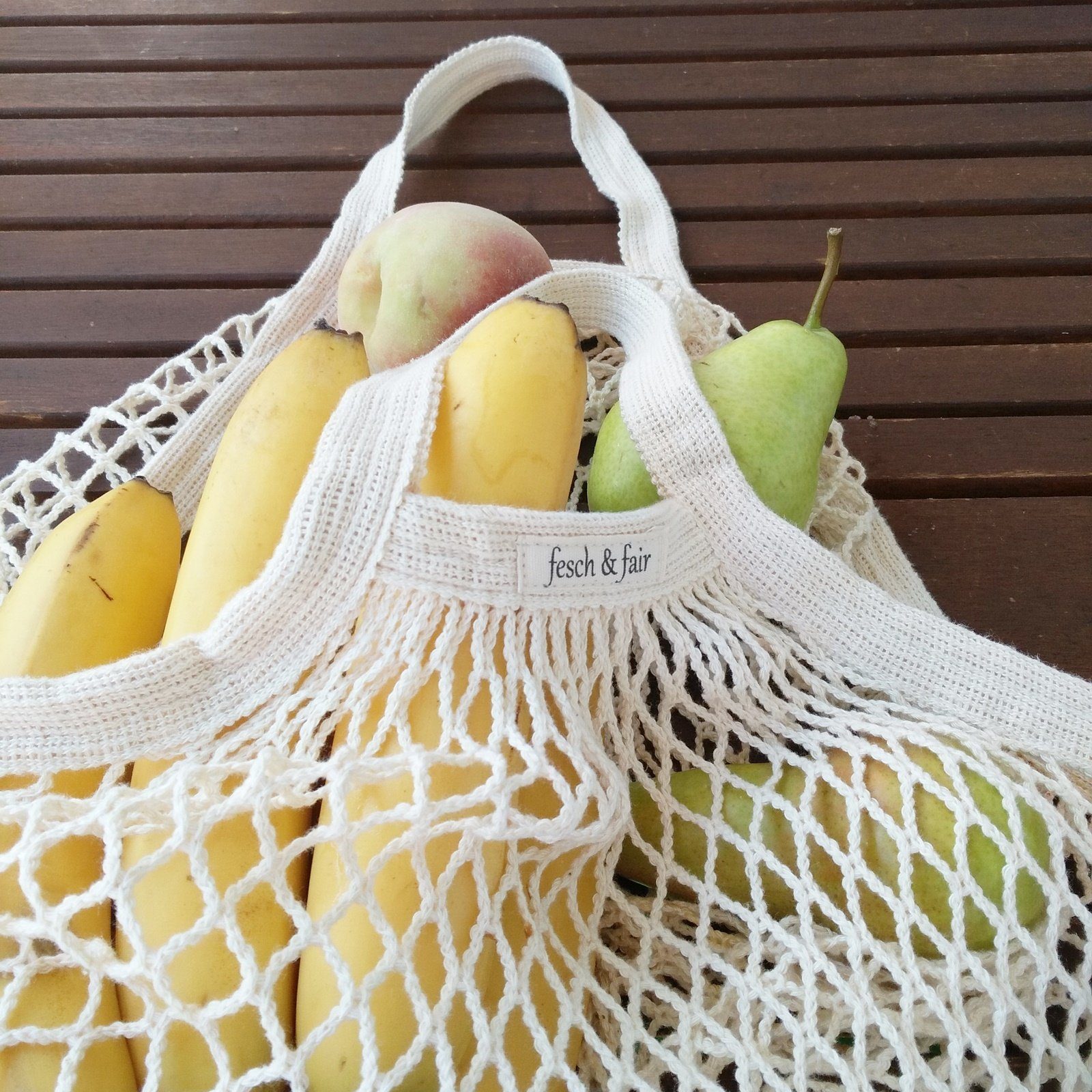 fesch & fair Tragetasche Bio Baumwolle Einkaufsnetz mit kurzem Griff