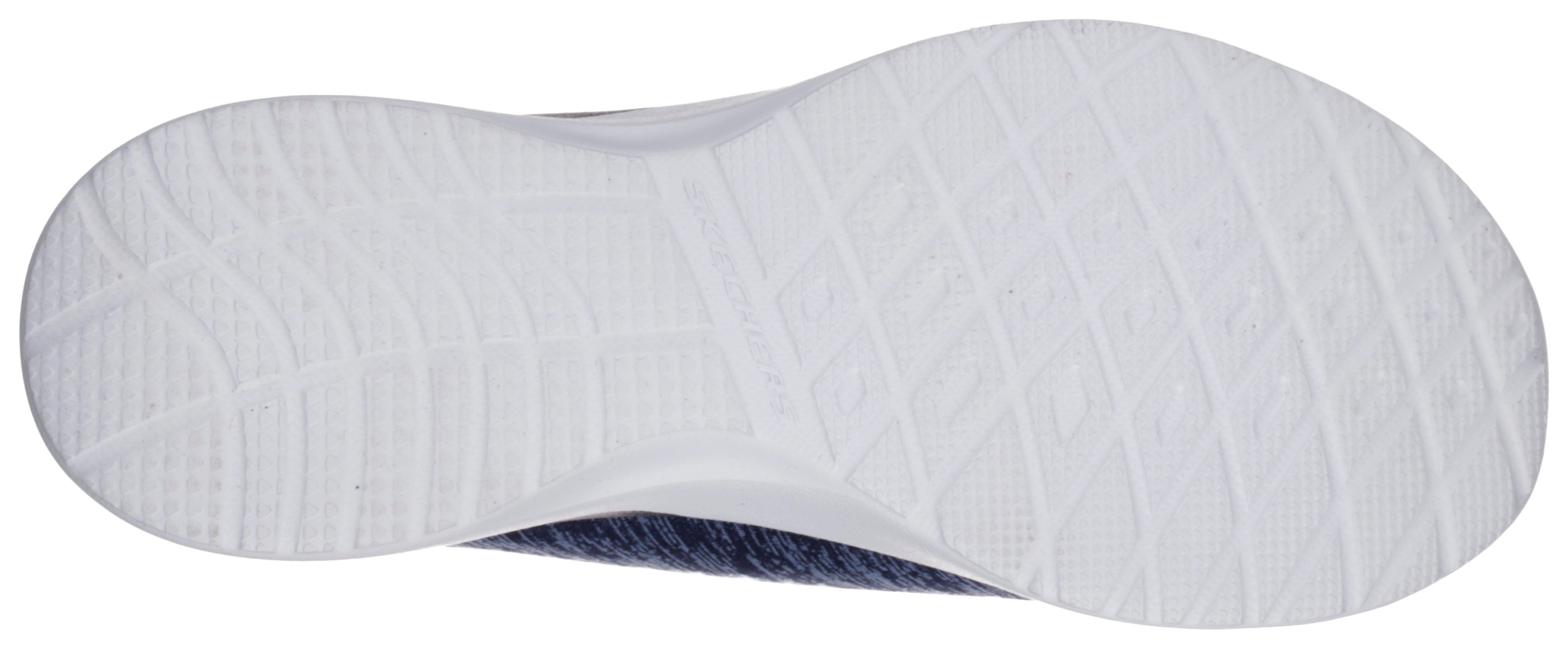 Skechers DYNAMIGHT-BREAK-THROUGH Slip-On meliert Gummizug Sneaker navy-hellblau mit praktischem