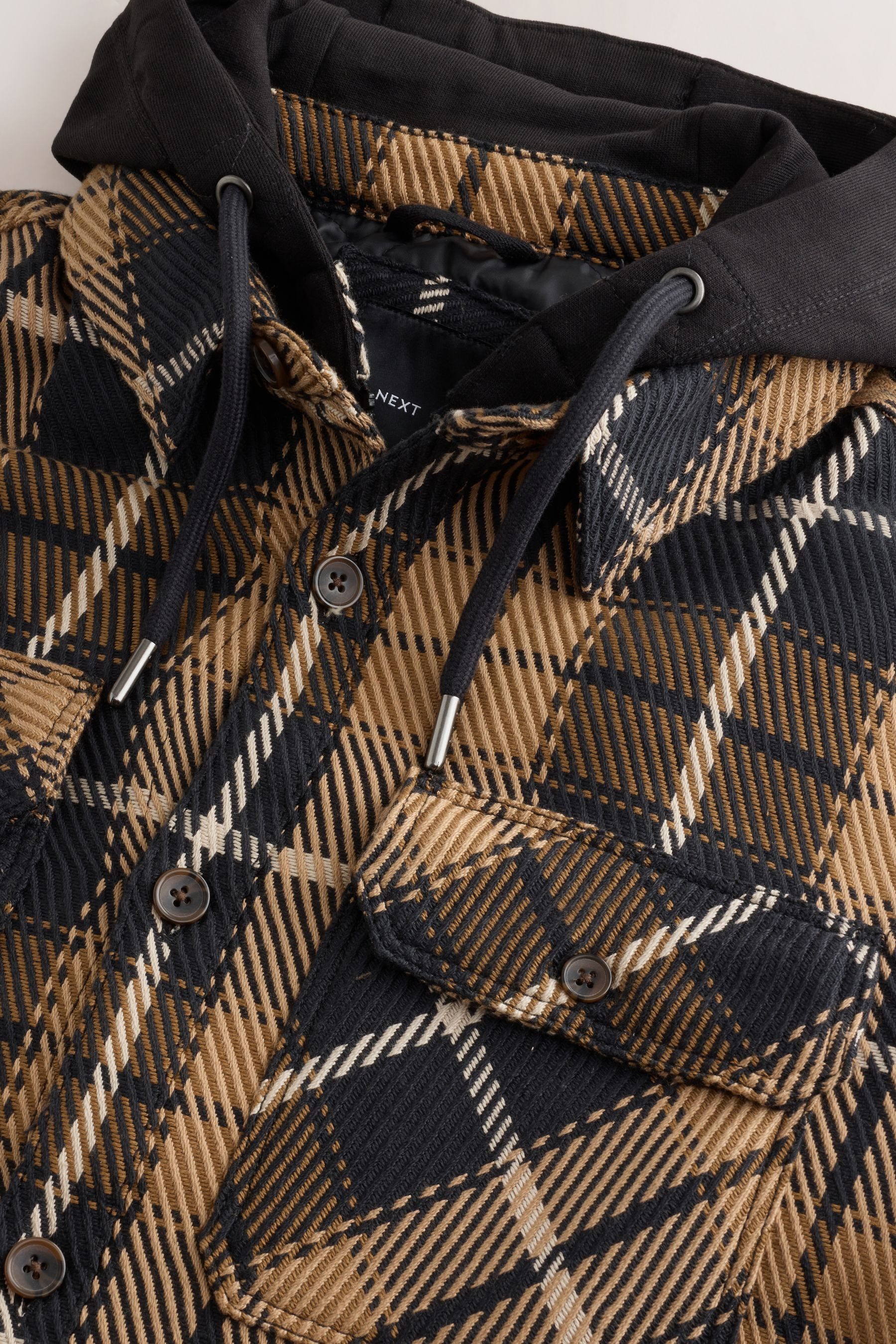 Next Hemdjacke Karierte Hemdjacke mit Kapuze und Borgfutter (1-St)