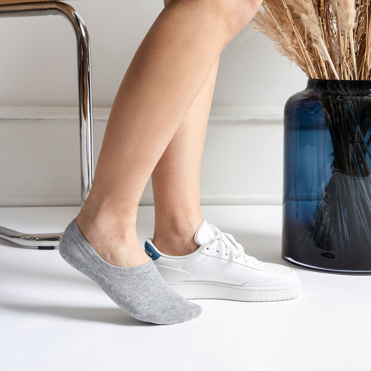 SNOCKS Füßlinge Invisible Socks Sneaker Socken Damen & Herren (6-Paar) aus Bio-Baumwolle, mit Anti-Rutsch-Pad und unsichtbar in den Schuhen – Bild 4 von 5