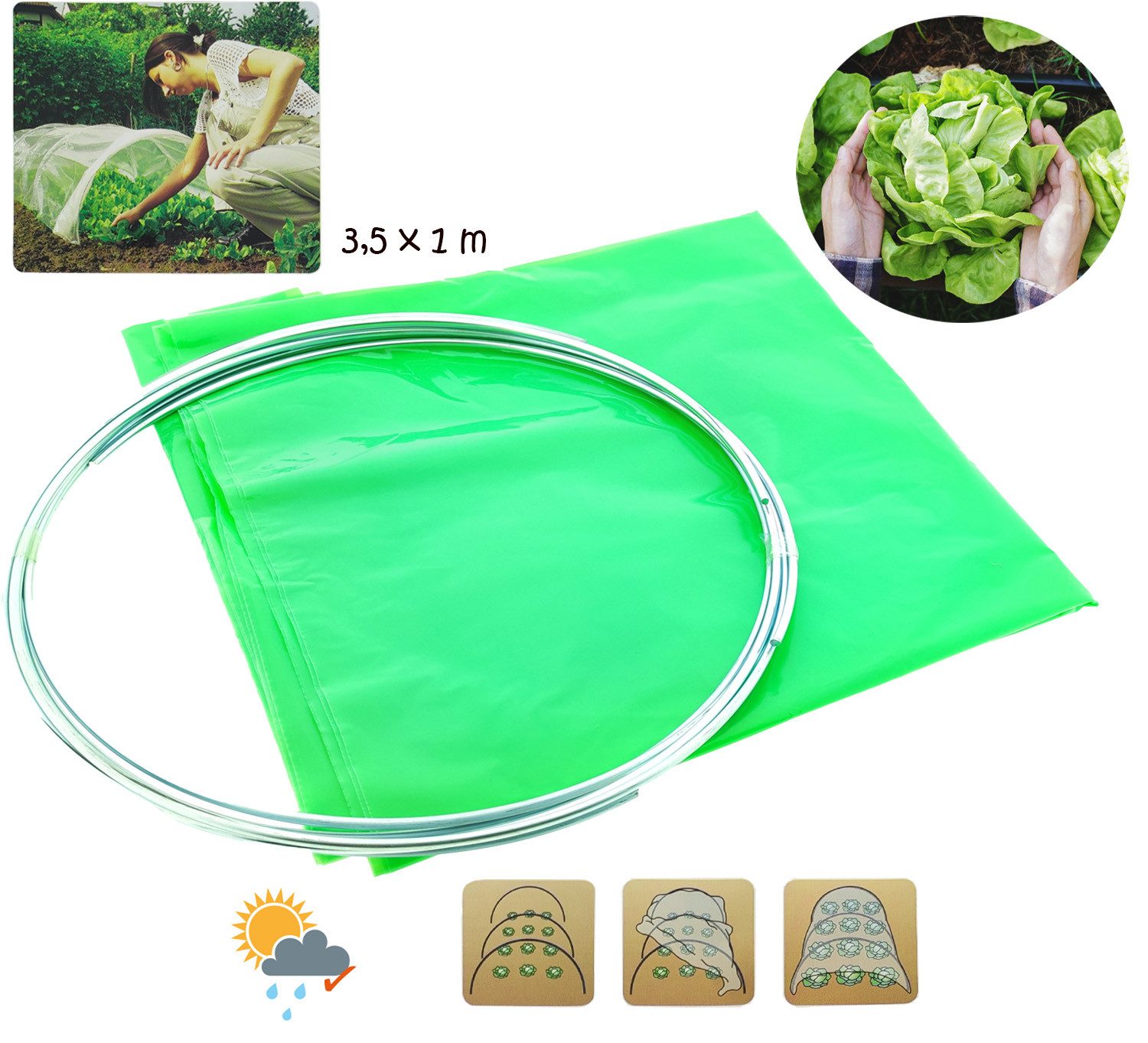 Prima Flora Frühbeetaufsatz Frühbeet-Tunnel, ungelocht 3,5 x 1 m, Stück, Frühbeet-Tunnel, Frühbeettunnel Frühbeet-Tunnel Plfanztunne