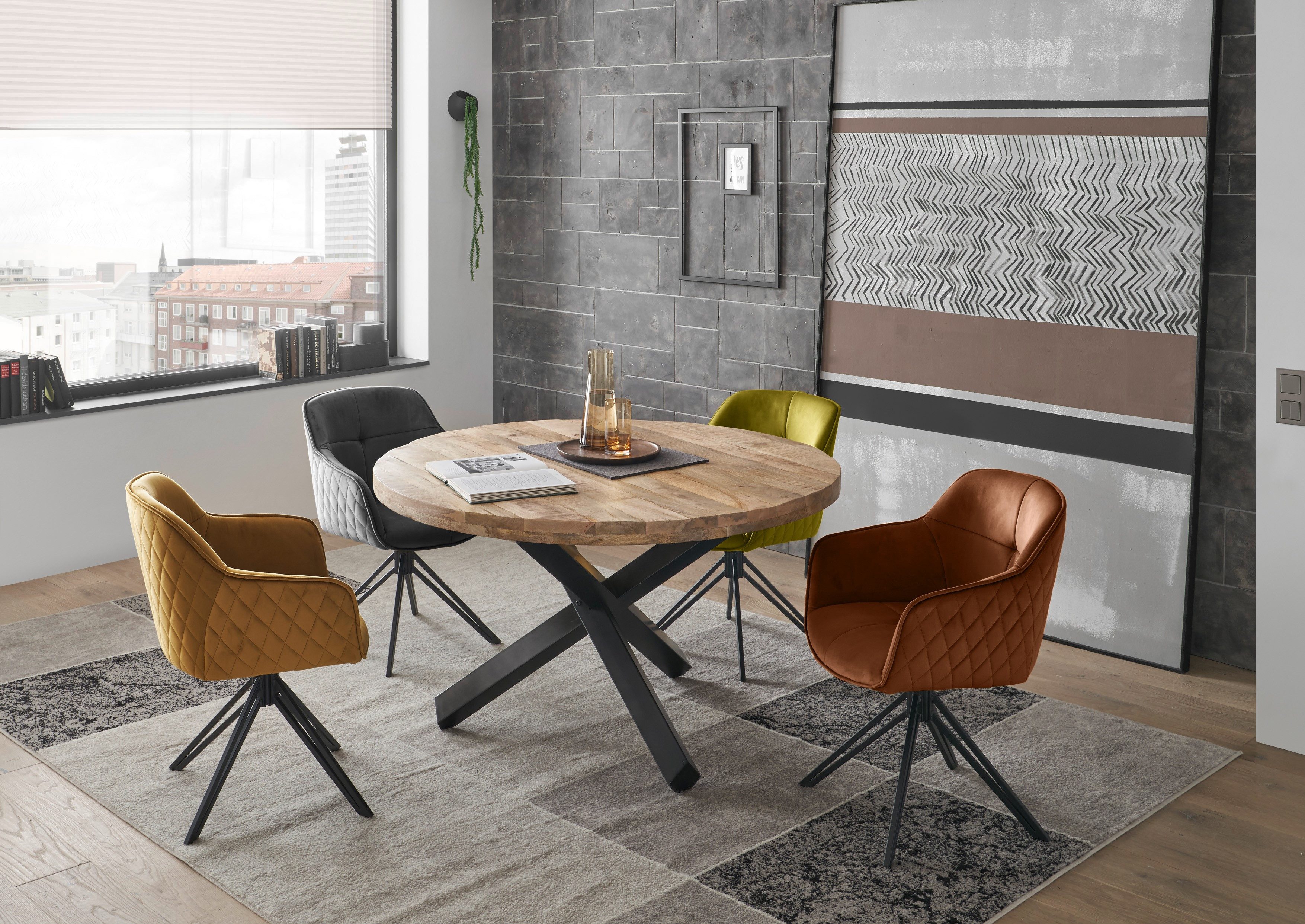 Stolkom Sp.z.o.o. Armlehnstuhl (2er Set) in rost, Samtbezug - 59x82x62cm (BxHxT) (2er Set)