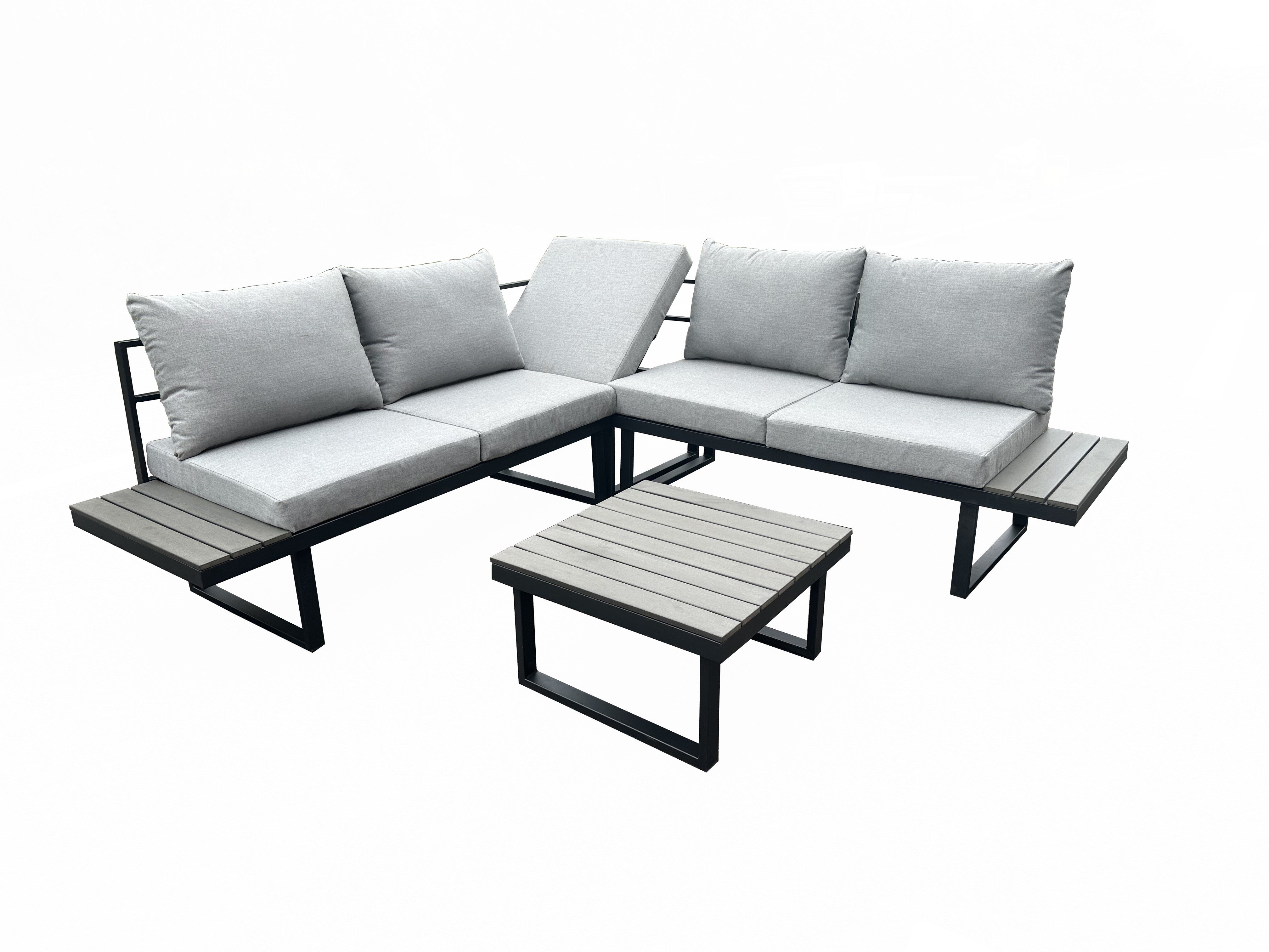 Greemotion Gartenlounge-Set [Pisa] Lounge-Set Garten Aluminium inkl. Auflagen, (4-tlg), inkl. Auflagen