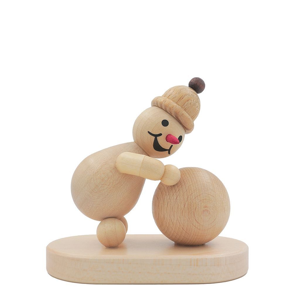 Drechslerei Volkmar Wagner Räuchermännchen Schneemann Junior „mit Schneekugel unten“ auf Sockel 9 cm - Orig.Erzg.