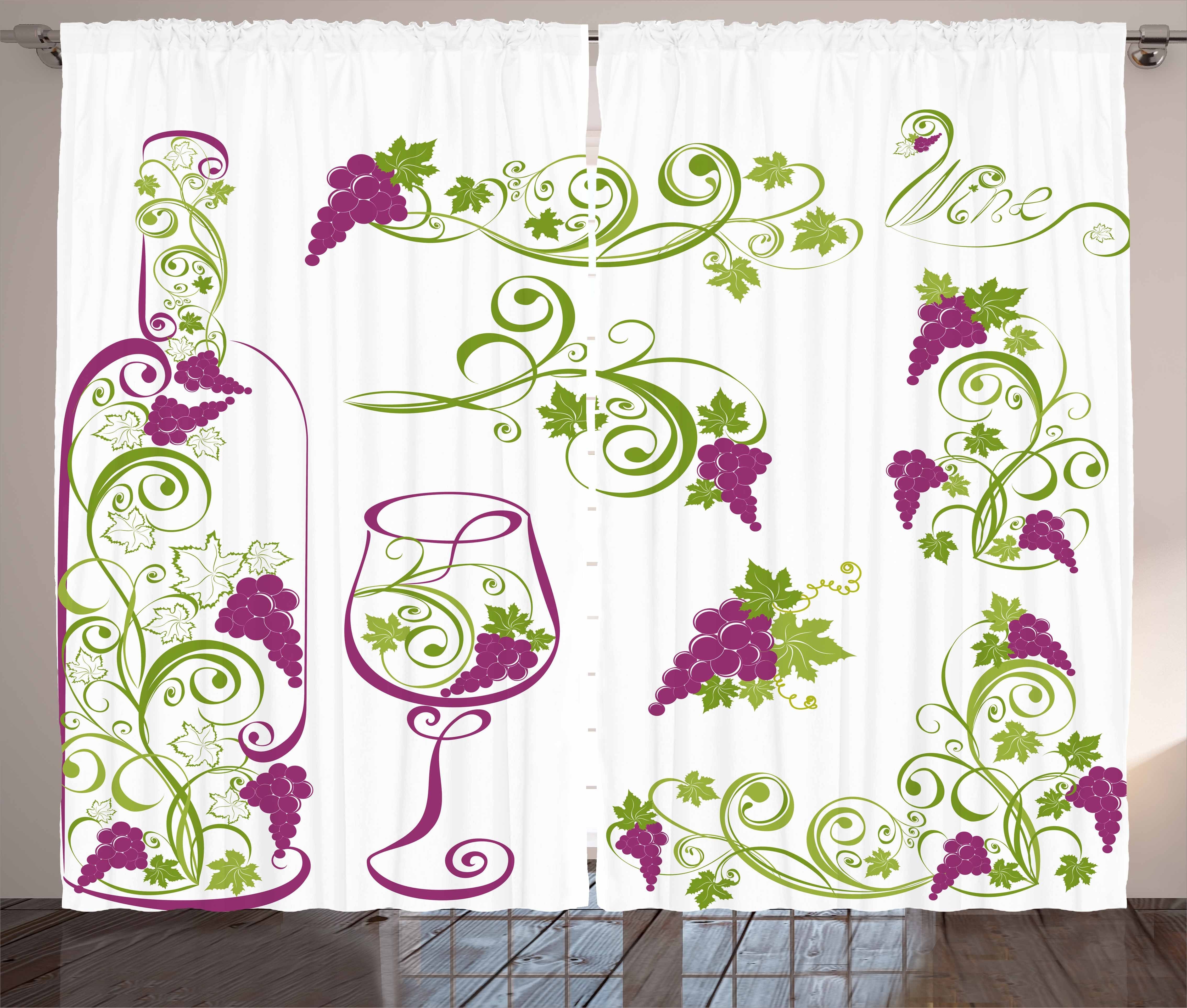Vorhang Kräuselband Flaschenglas Haken, Abakuhaus, Schlaufen Schlafzimmer und Grapevines Gardine Wein mit