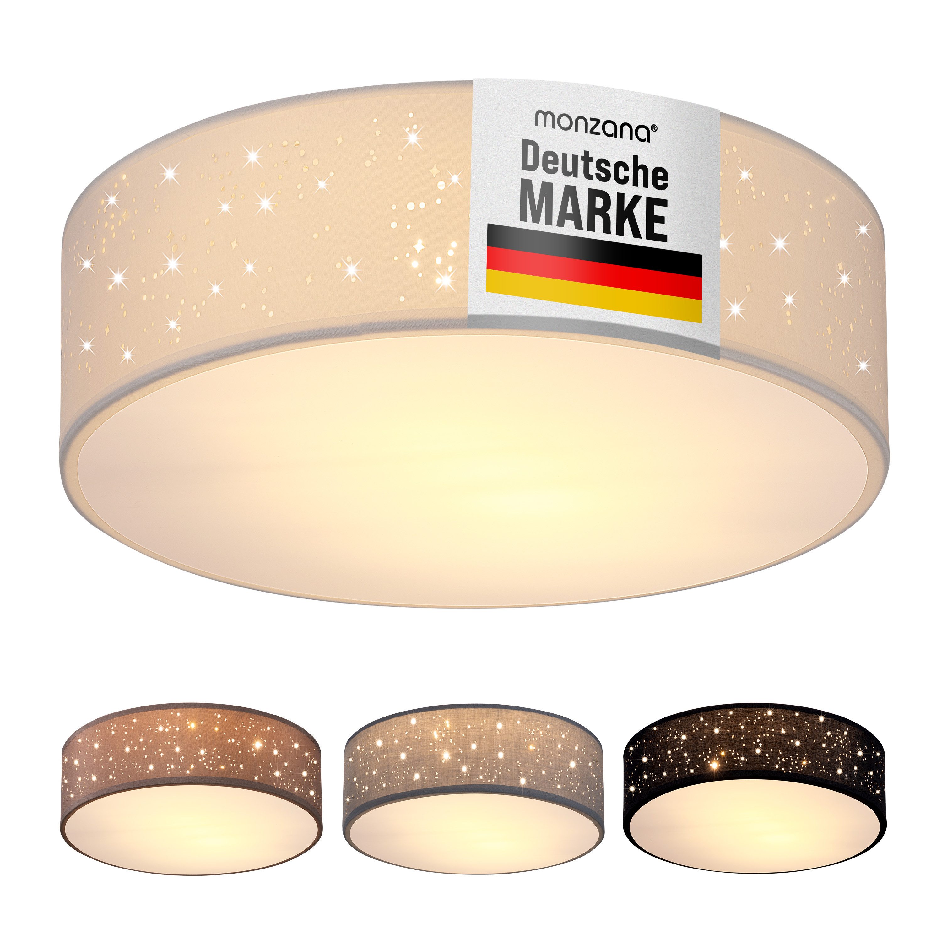monzana Deckenleuchte, 30 cm, Sternenhimmel Rund Stoffschirm 30 cm 1-Flammi günstig online kaufen