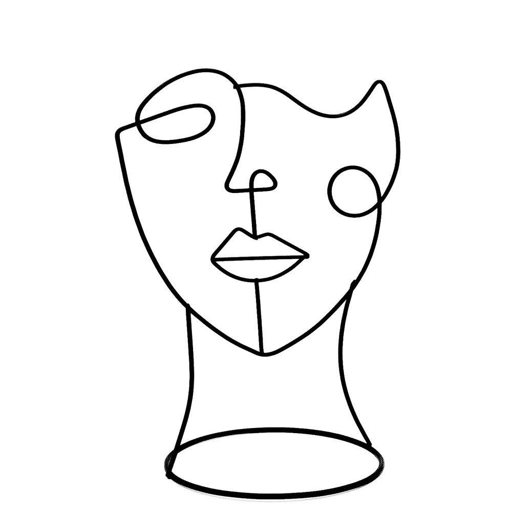 Sarfly Dekofigur Moderne Deko-Figur: Single-Line-Face-Art (1 St), Schwarze Deko Statue im minimalistischen Design als abstrakte Deko