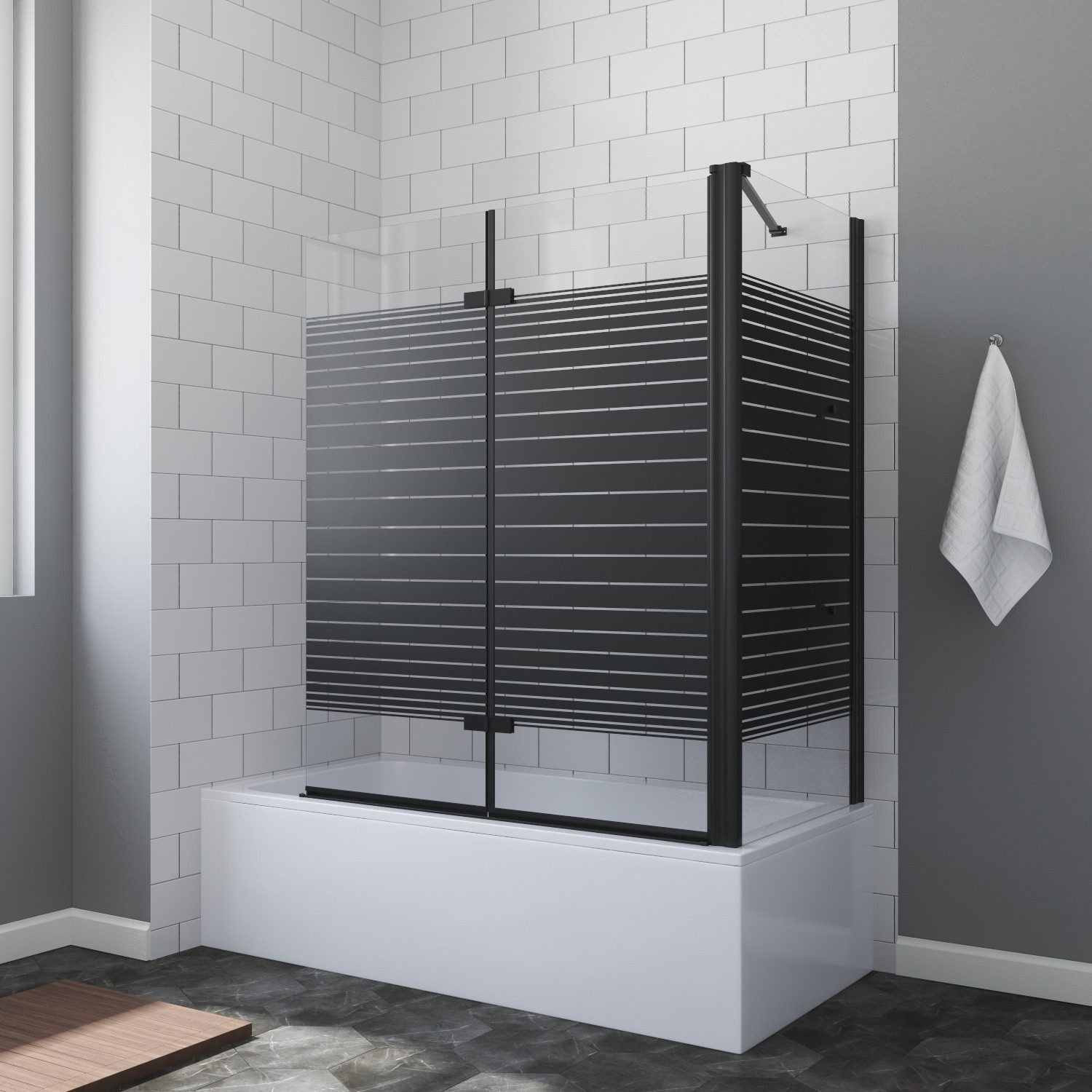 AQUALAVOS Badewannenaufsatz Badewannenaufsatz Eckdusche Duschwand 1 teilig 2 teilig mit Seitenwand, 5 mm Einscheiben-Sicherheitsglas (ESG) mit Nano, 120x70x140cm, Faltbar und schwenkbar 180°, links und rechts montierbar