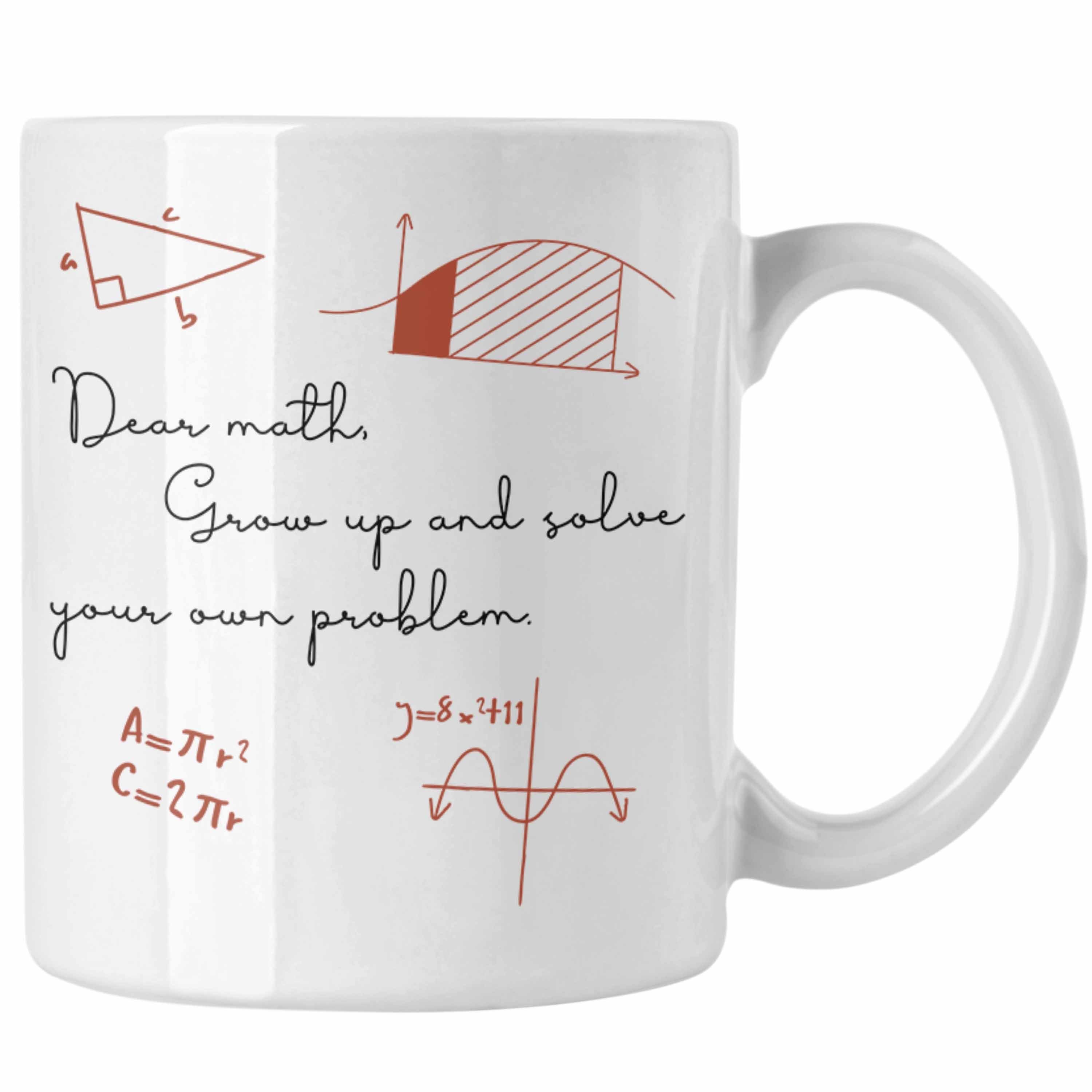 Trendation Tasse Lustige Tasse Geschenk für Mathematiker, Lehrer oder Studenten Mathe K Weiss
