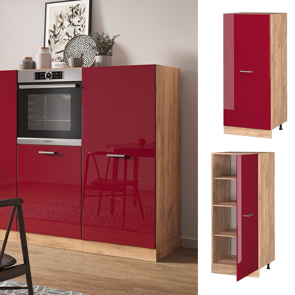 Vicco Hochschrank R-Line, Bordeaux Hochglanz/Goldkraft Eiche, günstig online kaufen