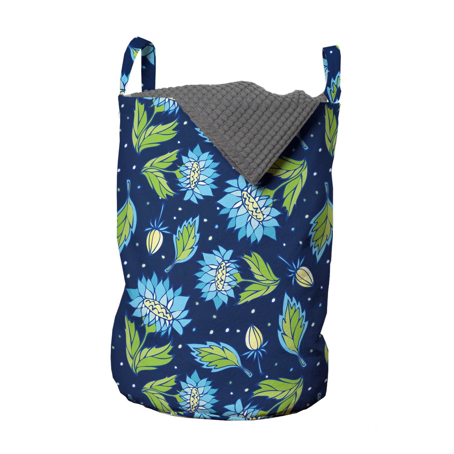 Abakuhaus Wäschesäckchen Wäschekorb mit Griffen Kordelzugverschluss für Waschsalons, Blume vibrant aufblühenden | Wäschesäcke