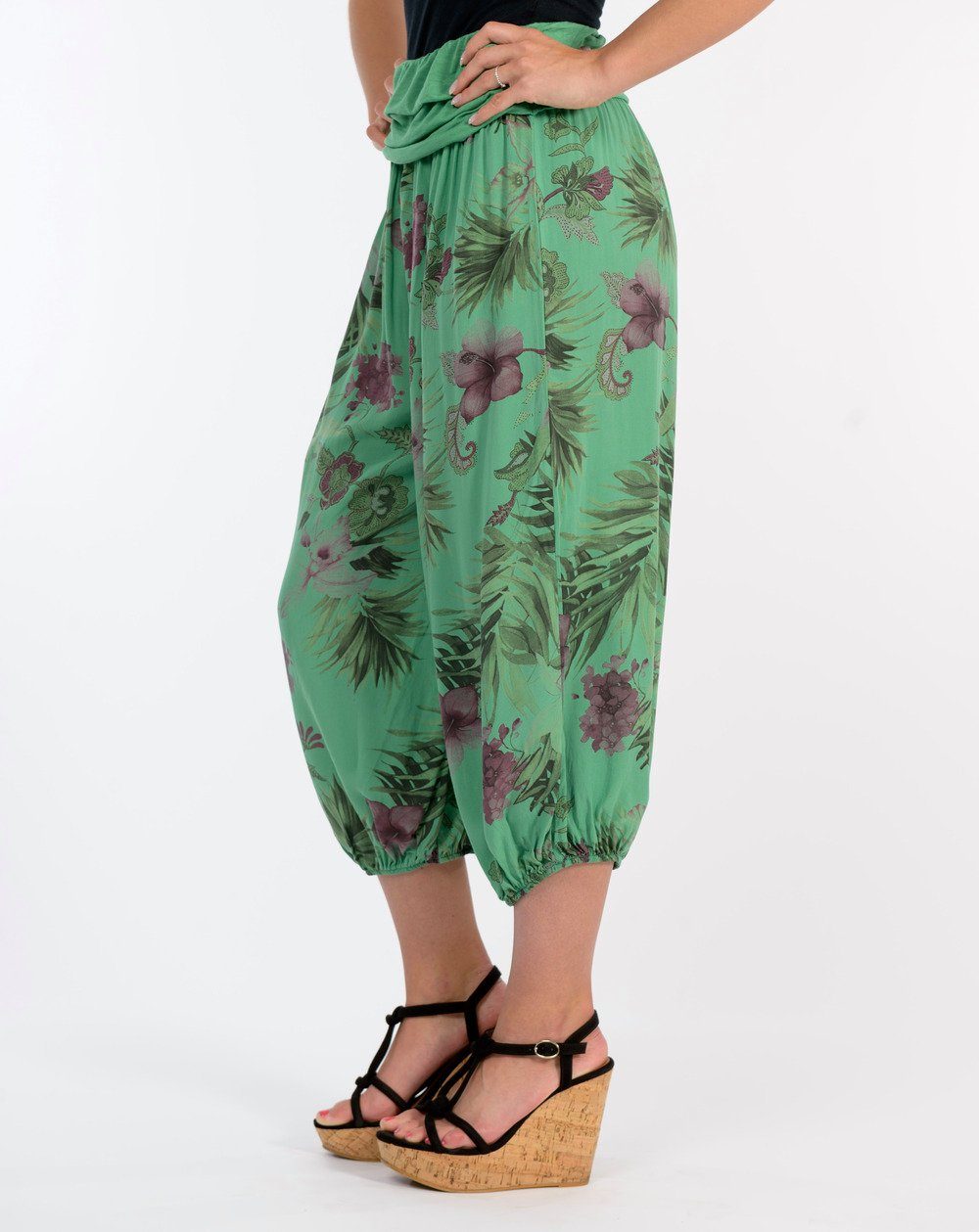malito more than fashion Aladinhose mit Einheitsgröße floralem Muster Haremshose grün 8938