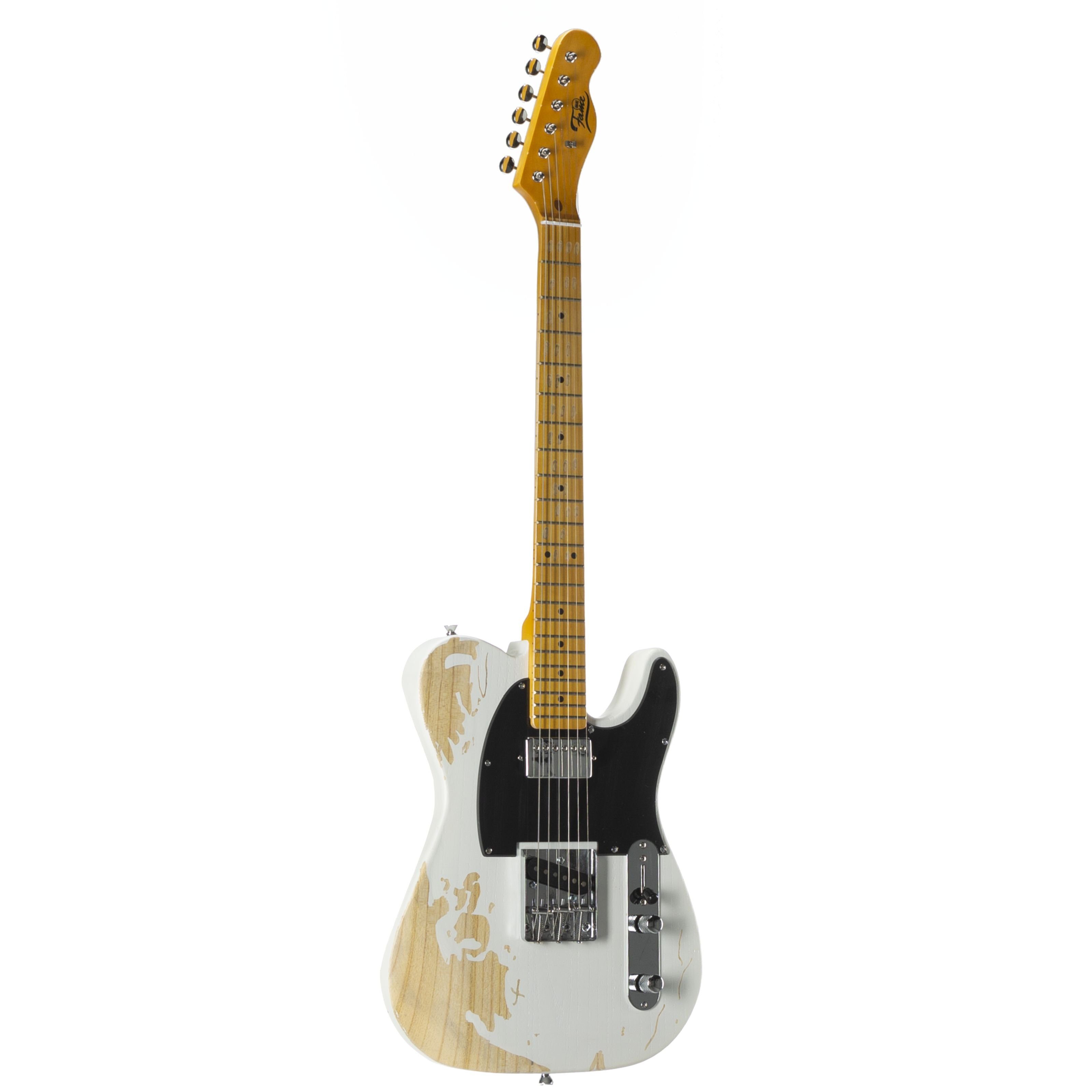 FAME E-Gitarre, SE Serie E-Gitarre elektrische Gitarre mit Single Coil Tonabnehmer Electric Guitar in Worn Out weiß für Anfänger T-Style TL Special, E-Gitarren, T-Modelle, SE Serie E-Gitarre, Single Coil Tonabnehmer, Electric Guitar