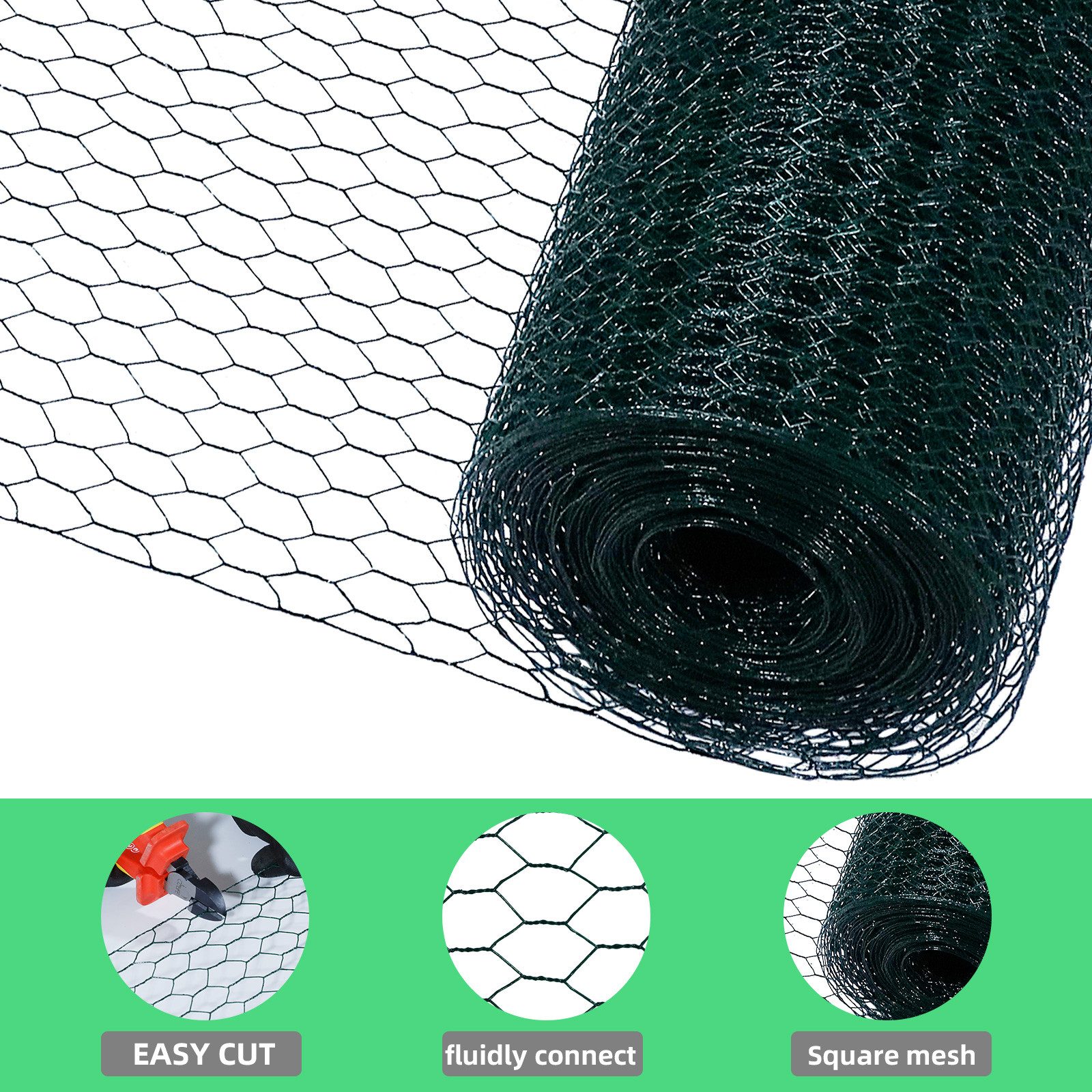 CCLIFE Maschendrahtzaun Maschendrahtzaun Wühlmausgitter, Höhe 100 cm, Länge 15/25/50 m