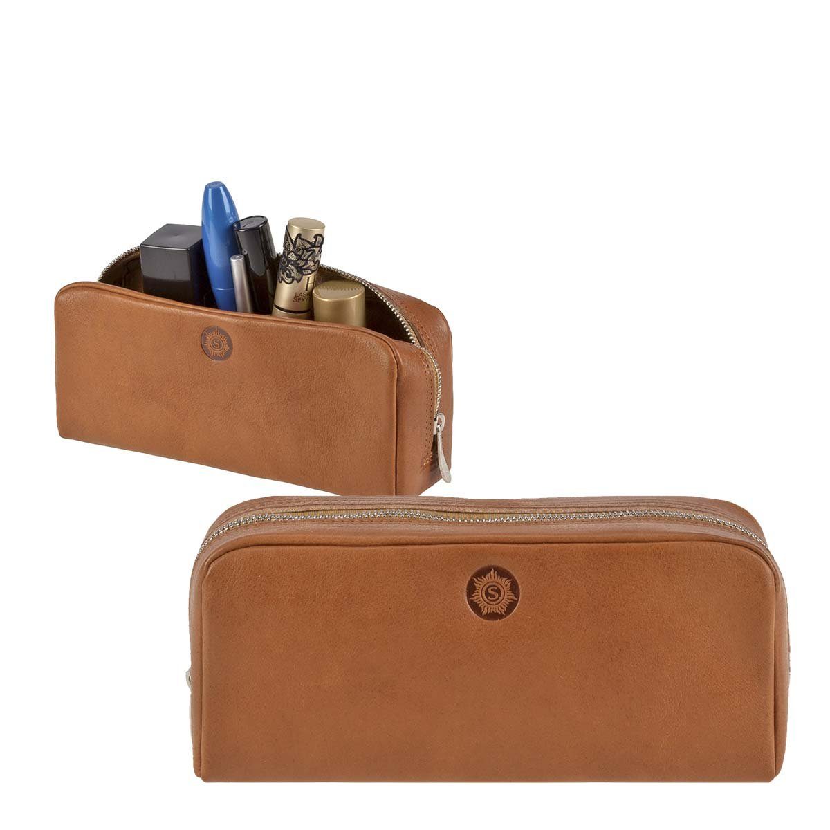 Sonnenleder Kulturbeutel Faschina, Kulturtasche, Kosmetikbeutel, Waschtasche, für Damen und Herren