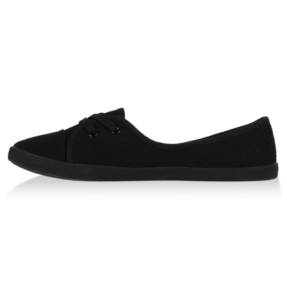 VAN HILL 79659 Sneaker Ballerinas Sportliche Damen Ballerinas Stoff Slipper Sneaker Flats Schnürer 71109