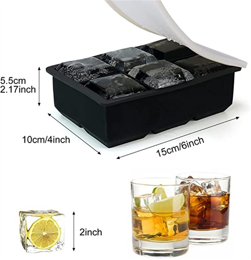 Atäsi Eiswürfelform Eiswürfelform Form Silikon Eiswürfelbehälter mit Eiswürfel Deckel