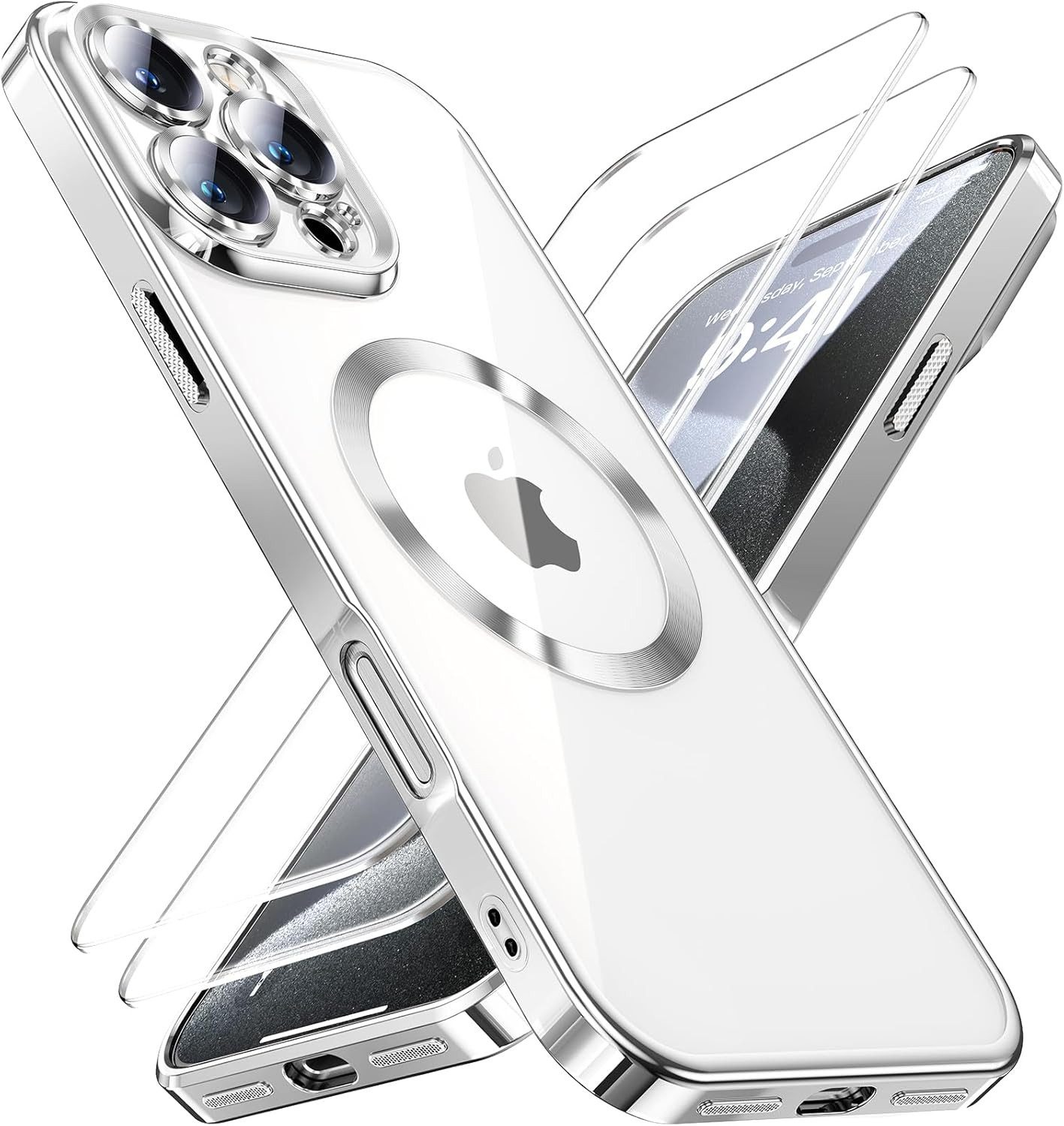 MSM Handyhülle Hülle + 2X Schutzglas für iPhone 16 Pro Max MagSafe Panzerfolie Titan