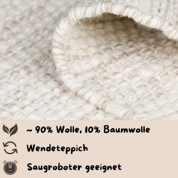 Wollteppich Woolscape, andas, rechteckig, Höhe: 10 mm, handgewebter Wendeteppich, meliert, reine Wolle, Wohnzimmer