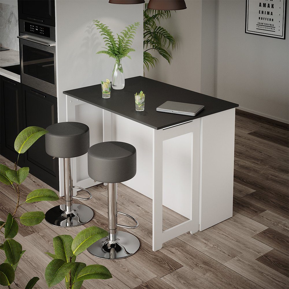 Vicco Bartisch Dominic, Anthrazit/Weiß, 116 x 37 cm mit 2 Barhockern (3-St)