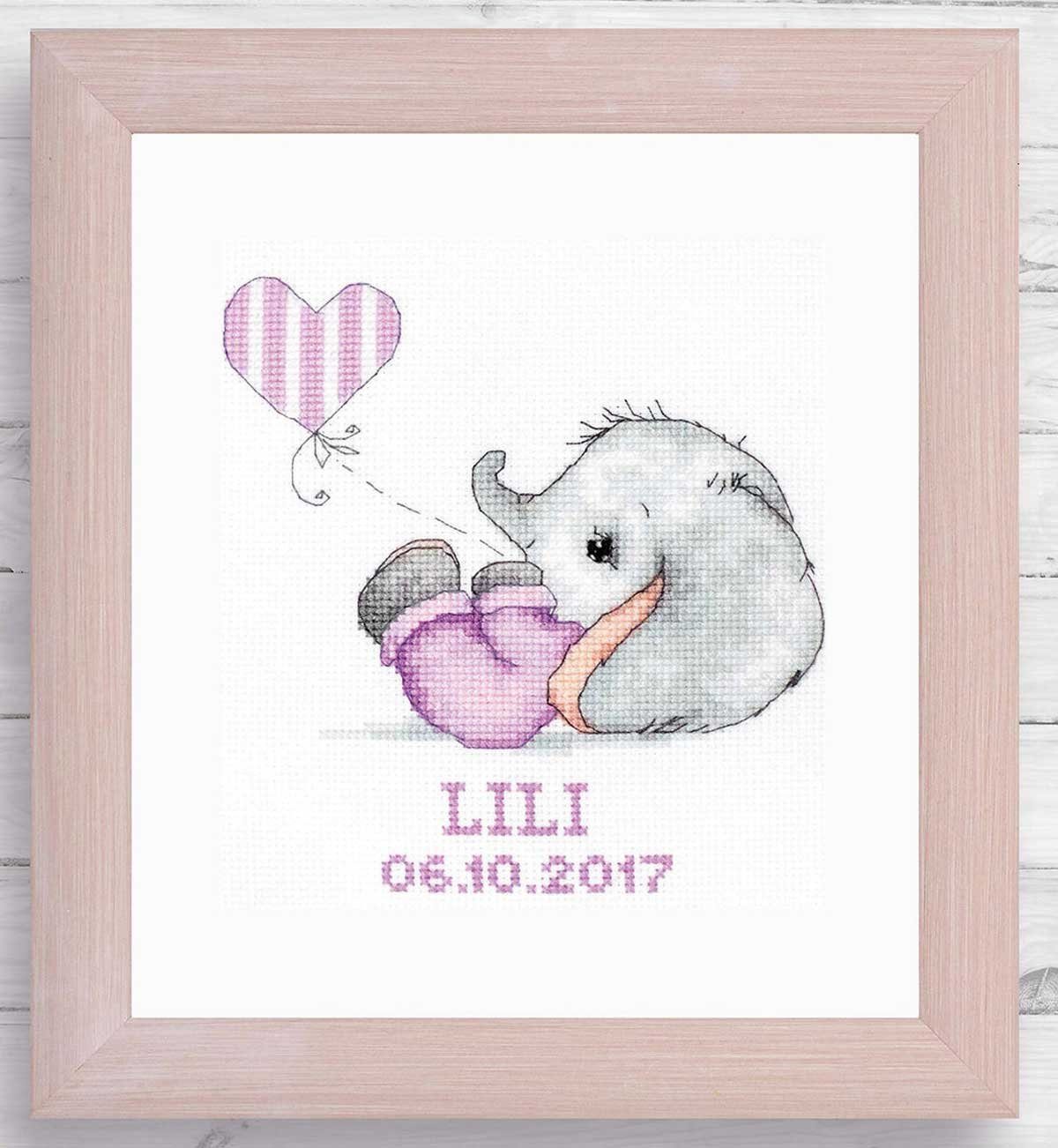 Luca-S Kreativset Luca-S Kreuzstich Set mit Rahmen "Baby Mädchen I", Zählmuster, (embroidery kit by Marussia). € 36,99