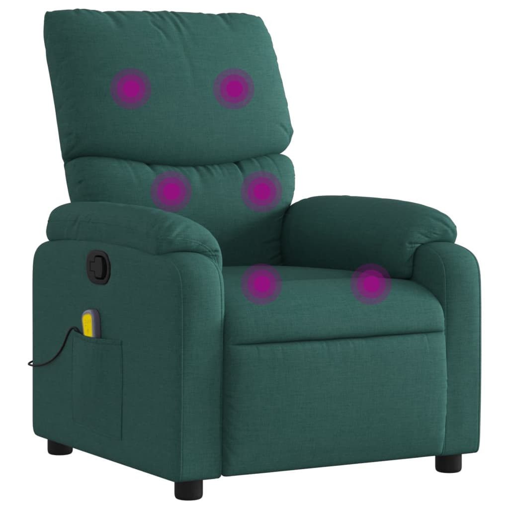 vidaXL Sessel Massage-Relaxsessel, dunkelgrüner Stoff (1-St)