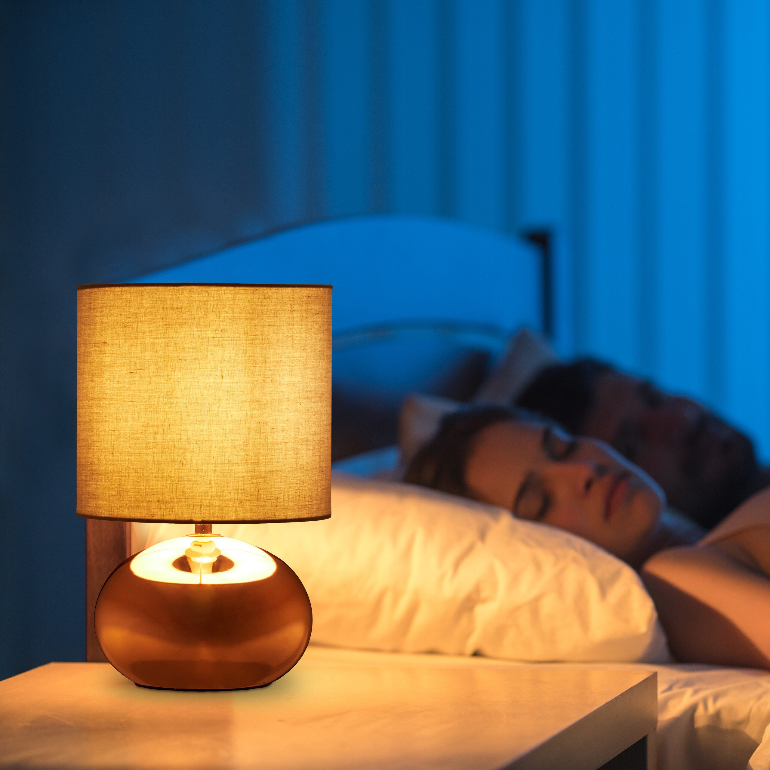 relaxdays Nachttischlampe Tischlampe Metall & Stoff, ohne Leuchtmittel, Kup günstig online kaufen