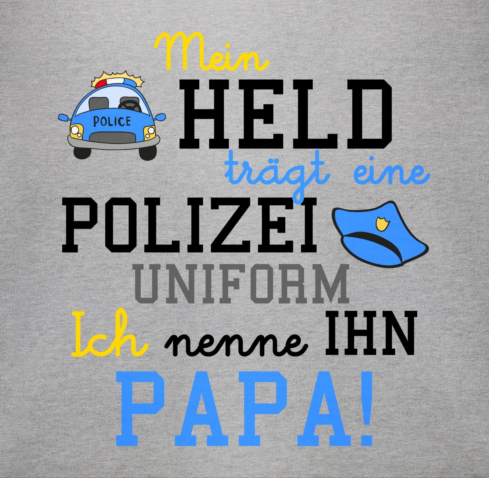 Sprüche trägt Baby Mein Polizist eine Polizeiuniform - Geburt Geschenk 2 zur Shirtracer Shirtbody Held Grau meliert