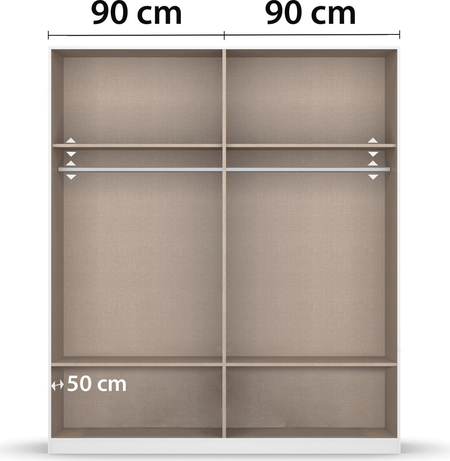 rauch Drehtürenschrank Bari mit Artisan in und Alpinweiß/Eiche Metallgriff Schubkästen Graumetallic