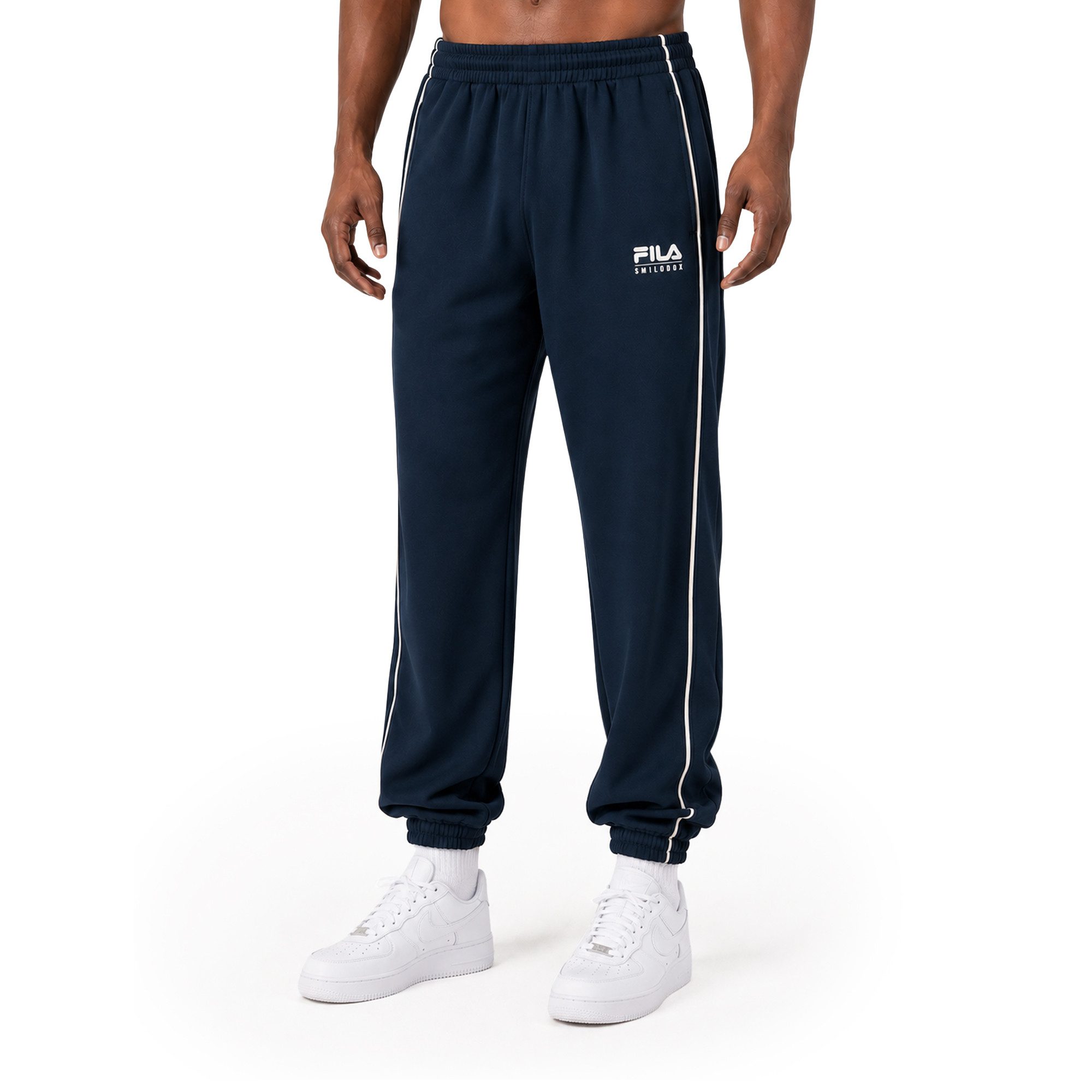Smilodox Jogginghose Iseo Herren, FILA Jogger, Regular Fit, Baumwolle, für Sport, Freizeit FILA Kollaboration, Side Stripes, Rippbund, Tapered Leg