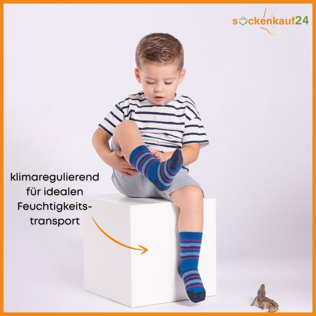 sockenkauf24 Socken 10 Paar Kindersocken für Jungen lang Kinder Socken mit weichem Bund