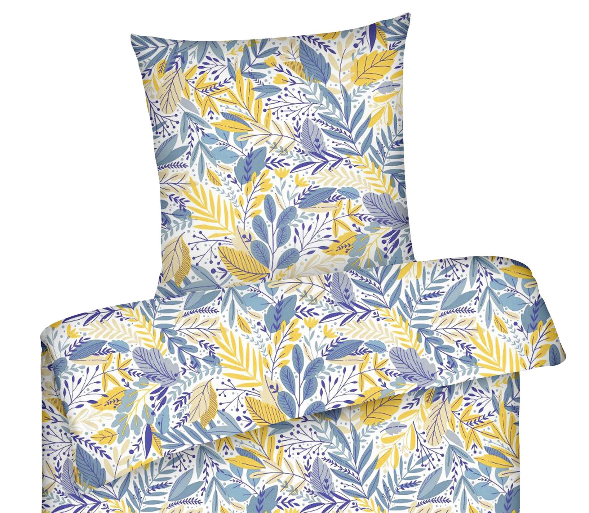 Carpe Sonno Bettwäsche Renforce Bettwäsche 135x200 155x220 Baumwolle Bettzeug Warm Muster, Renforce, 2 teilig, Ganzjahres Bettwaren geblümt Pflegeleicht Bettbezug Blumen Floral Blau