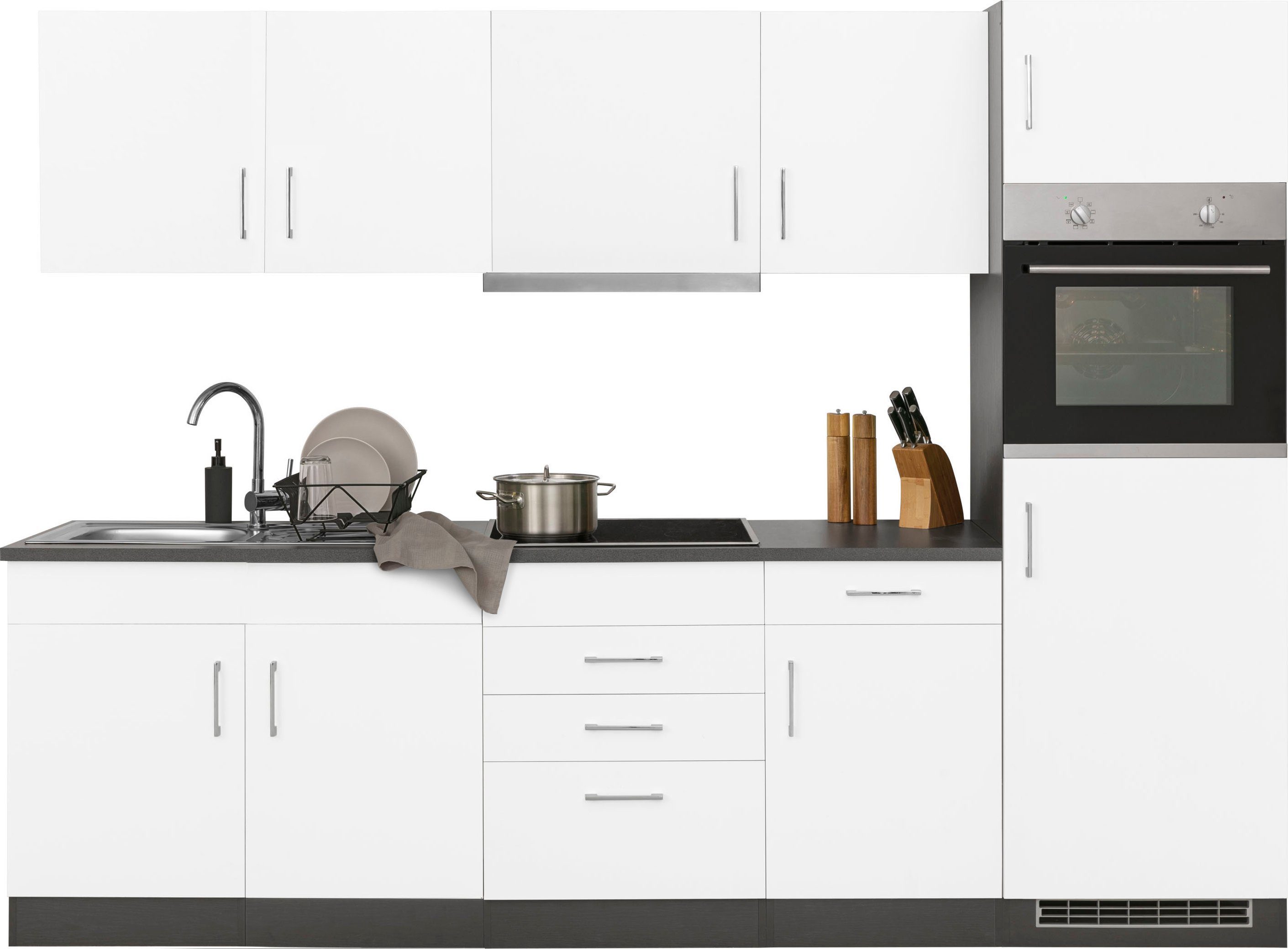 HELD MÖBEL Küchenzeile mit mit wahlweise Paris, cm, Induktionskochfeld 270 Breite E-Geräten