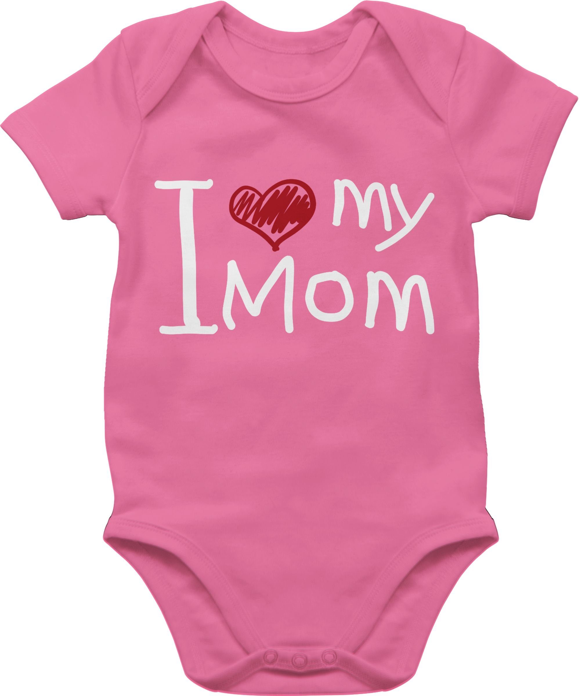 Shirtracer Shirtbody I love my mom quer weiß (1-tlg) Muttertagsgeschenk 2 Pink