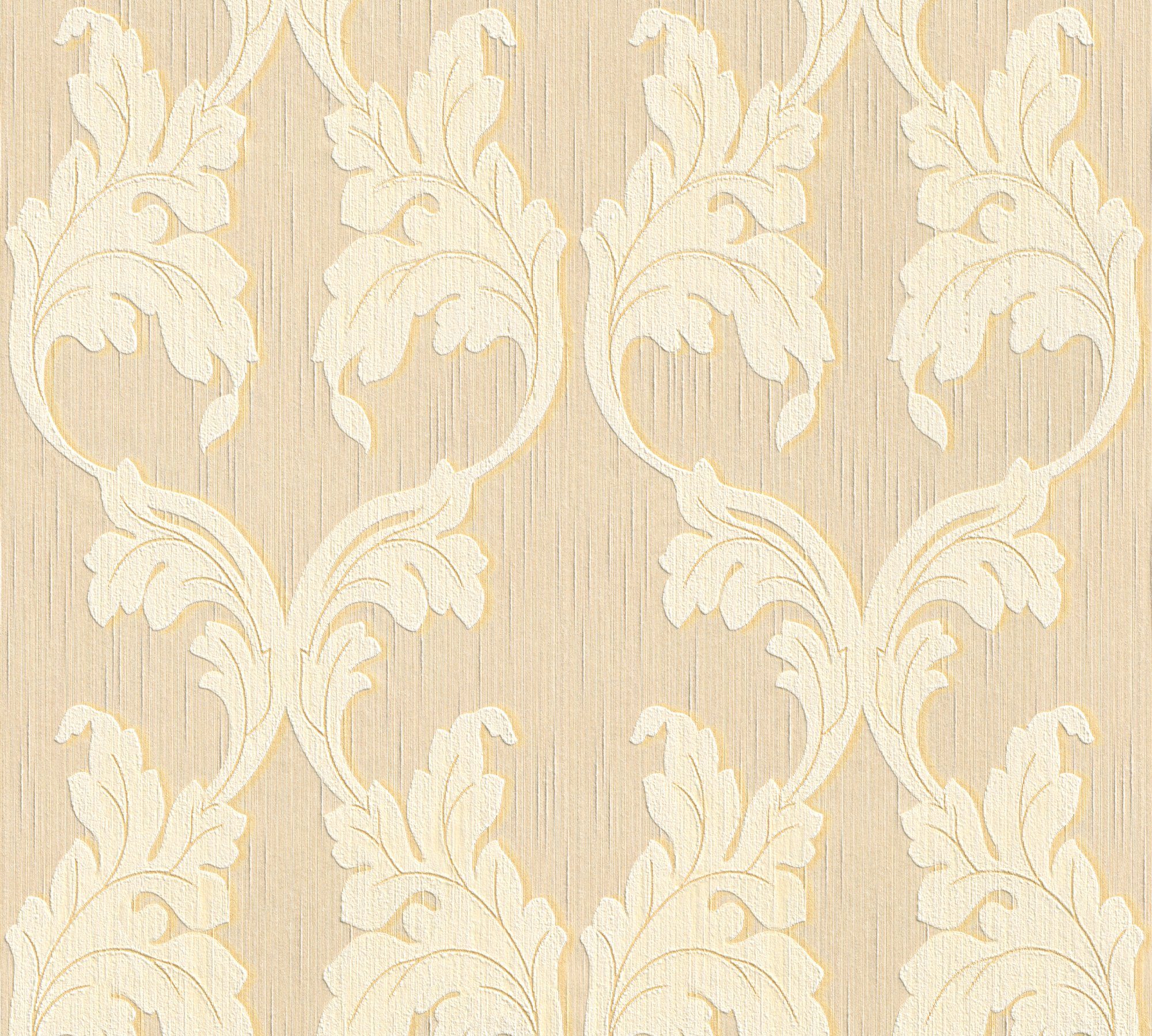 Création samtig, Tessuto, Tapete beige/gelb Barock floral, Architects Textiltapete Barock, A.S. Paper