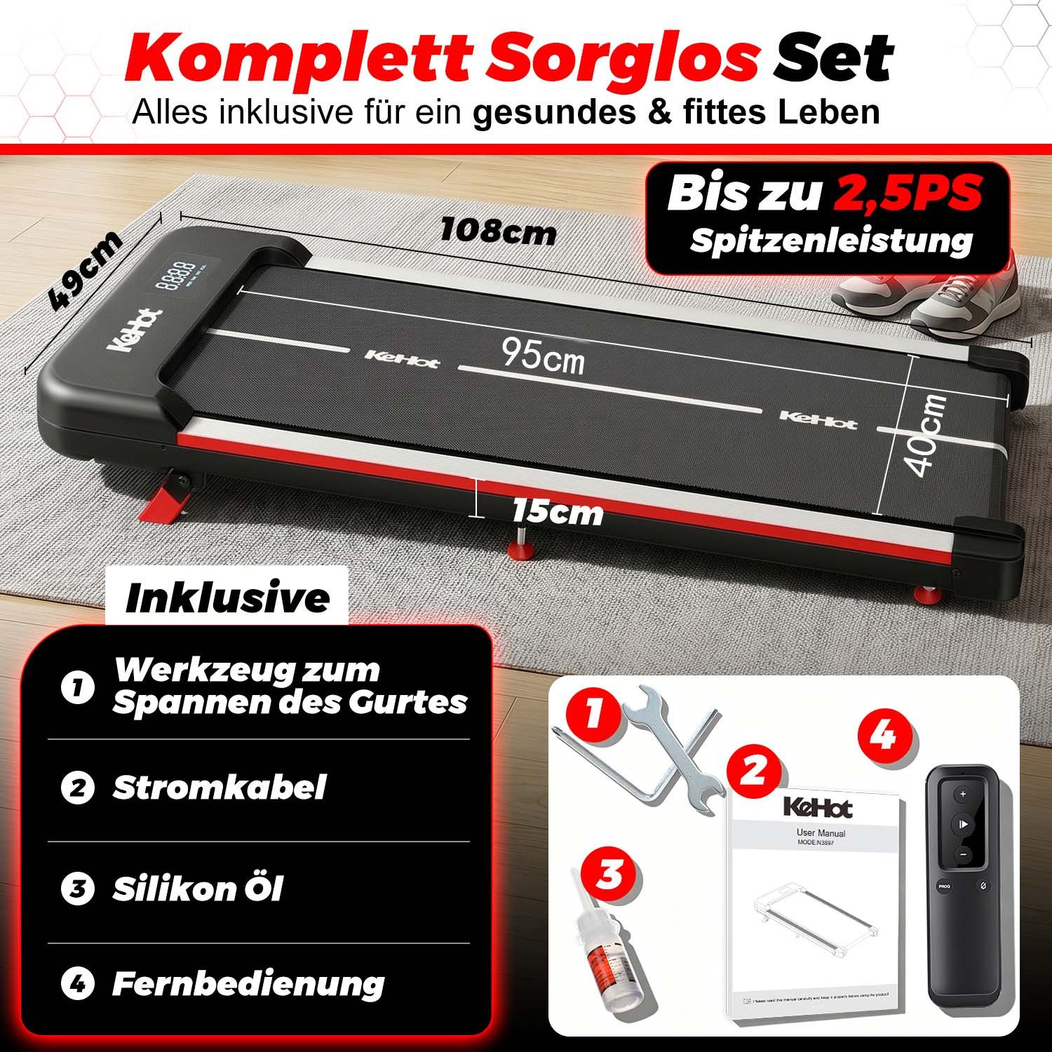 WILGOON Laufband Flaches WalkingPad mit 12% Steigung & Leisem Motor für Home & Office (Kompakte Laufplatte mit 1–6 km/h,Bluetooth-APP,Gelenkschonendem Design, 40×95 cm Lauffläche, LED-Display für Zeit, Distanz, Kalorien & Tempo), Stabile Konstruktion bis 100 kg,ideal zum Gehen unter dem Schreibtisch