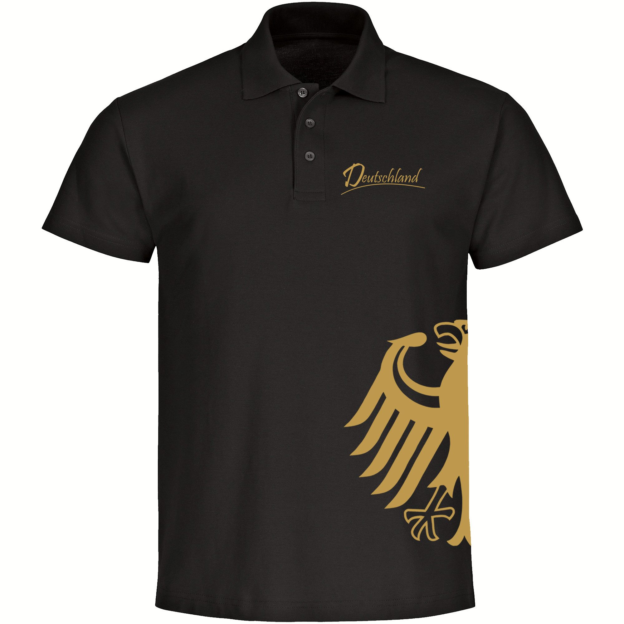 multifanshop Poloshirt Deutschland - Adler seitlich Gold - Polo günstig online kaufen