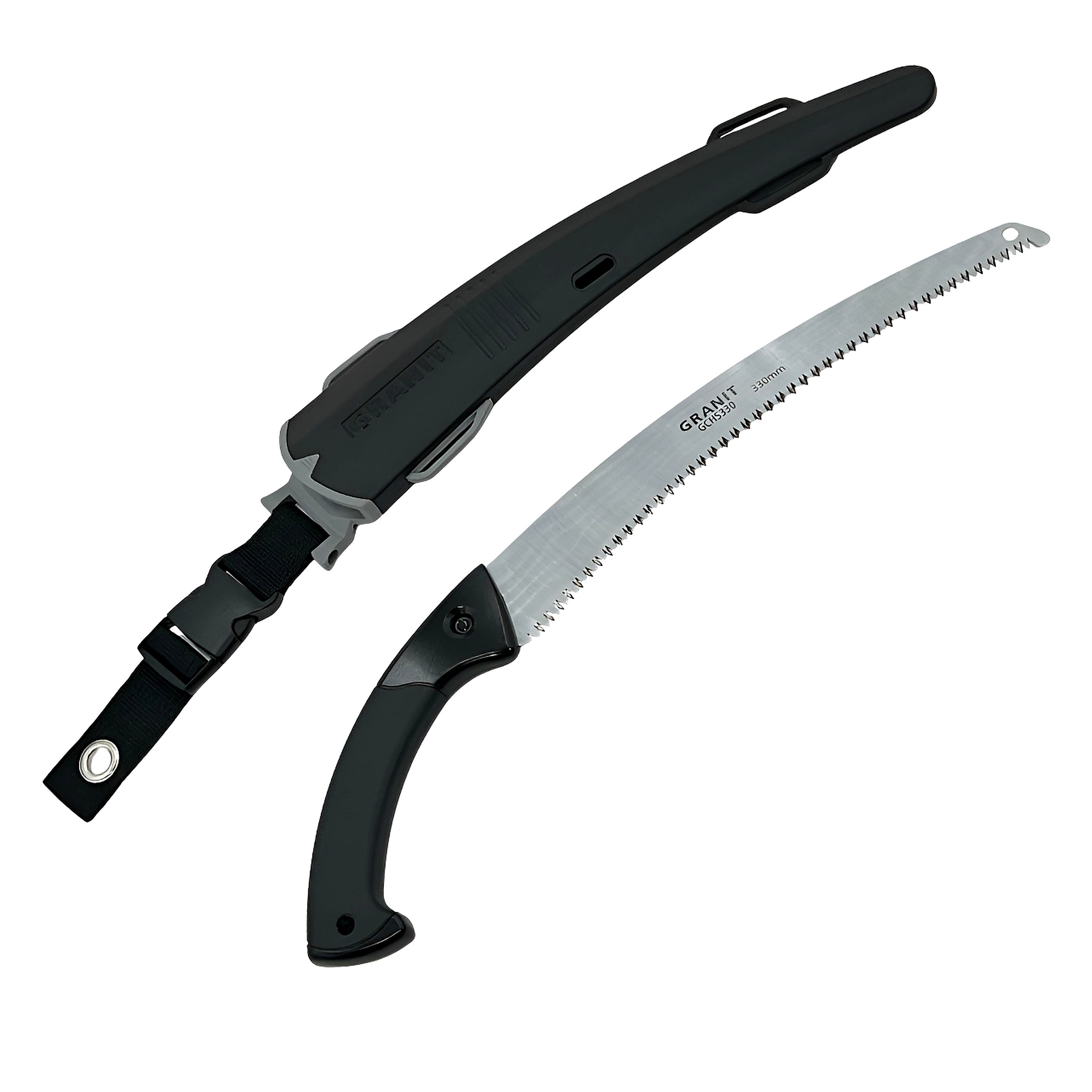 Uzman Gartensäge Astsäge mit Schwerttasche aus gehärtetem Stahl 330 - 240mm (Säge + Schwerttasche), Gehärtetes Stahlblatt, Ergonomischer Griff, Für Garten und Forst