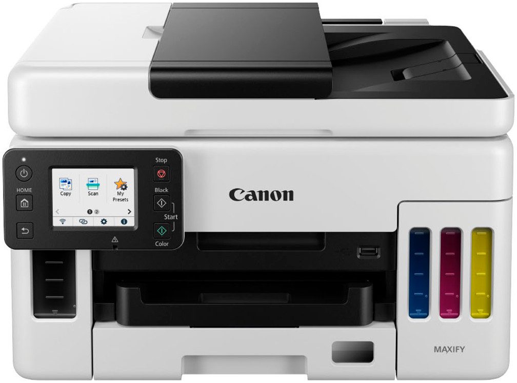 Canon MAXIFY GX6050 Tintenstrahldrucker, (LAN (Ethernet), WLAN (Wi-Fi), 3in1 Tintenstrahl-Multifunktionsgerät mit ADF + niedrigen Druckkosten)