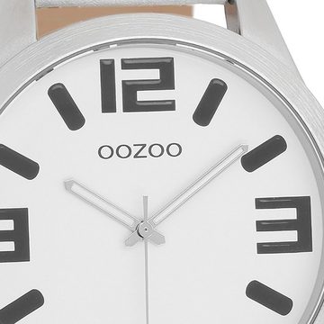 OOZOO Quarzuhr Oozoo Unisex Armbanduhr Timepieces Analog, Damen, Herrenuhr rund, extra groß (ca. 51mm) Lederarmband, Fashion