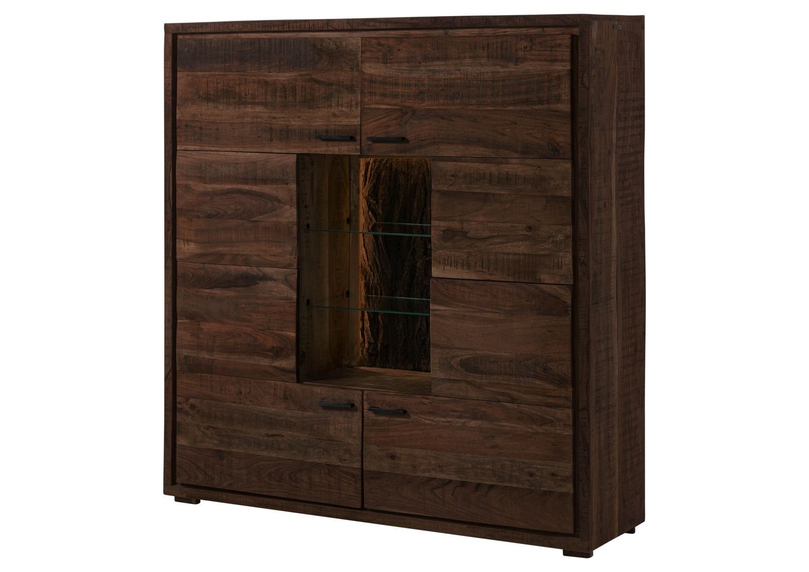 Massivmoebel24 Highboard (Highboard Akazie 145x40x153 dunkelbraun günstig online kaufen