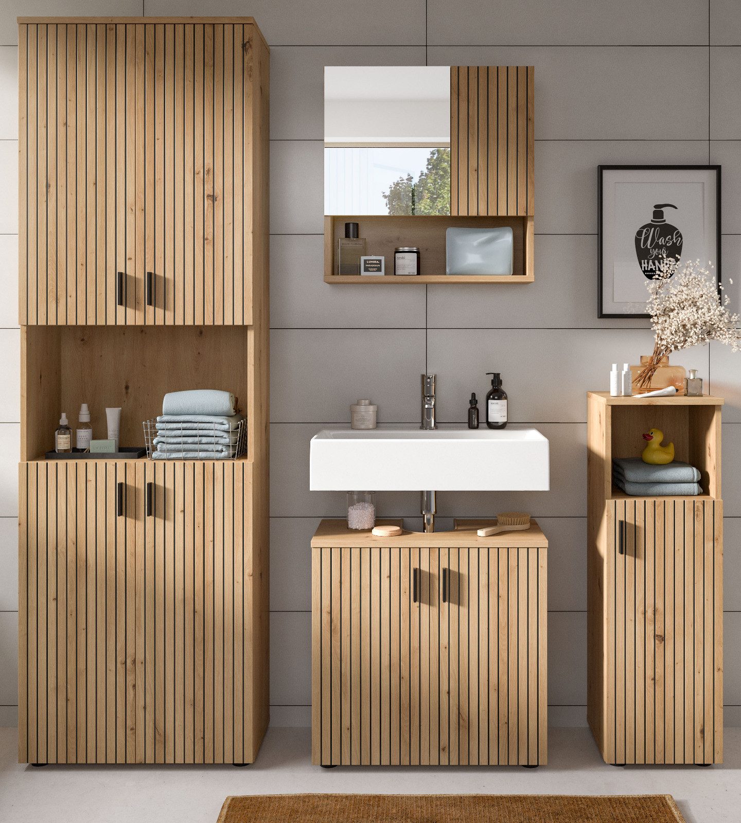 Inn.Furn Badmöbel-Set Livia, (Badezimmer in Eiche günstig online kaufen